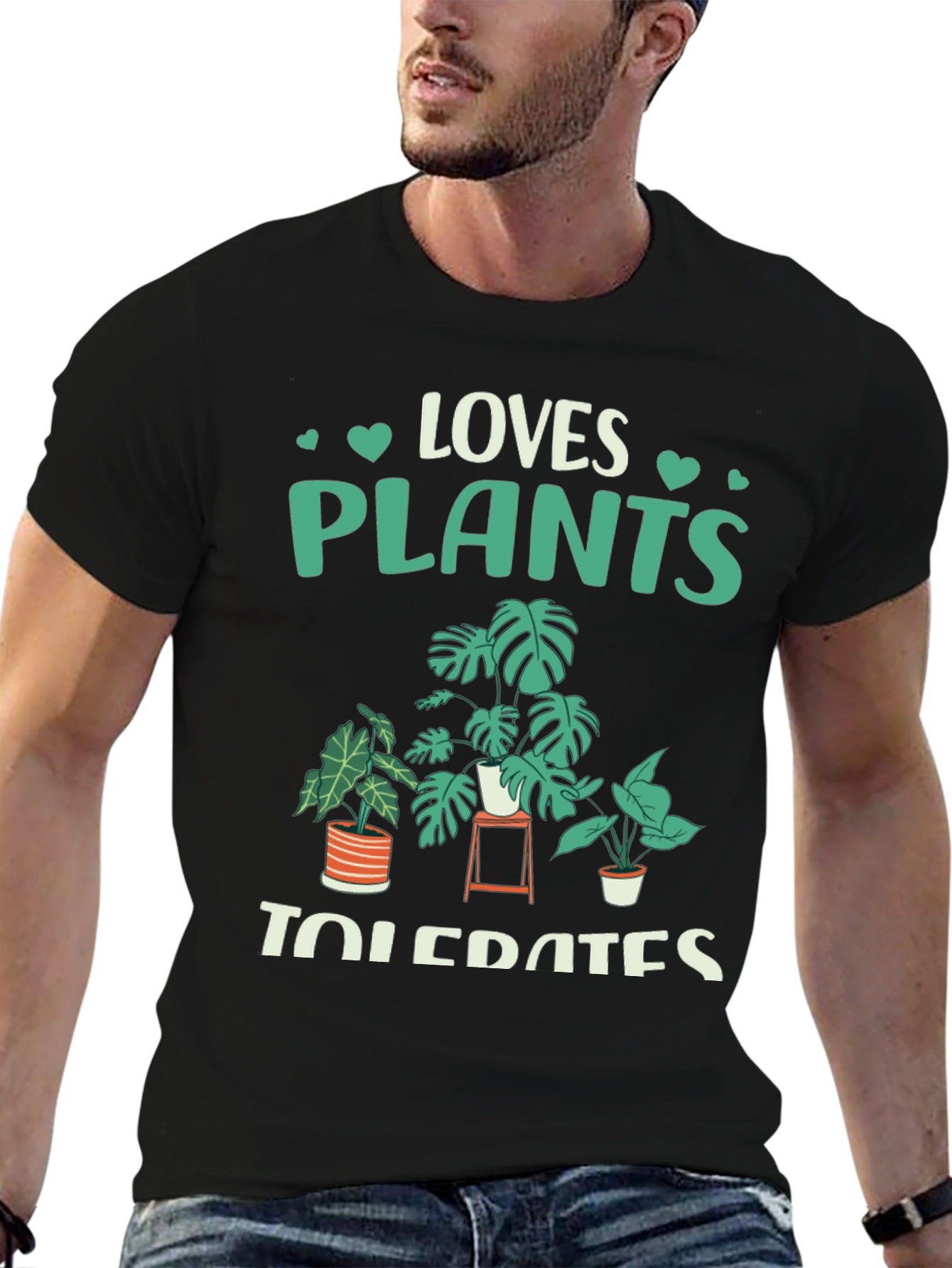 Black Loves Plants Tolerates People Graphic T-Shirt view 6