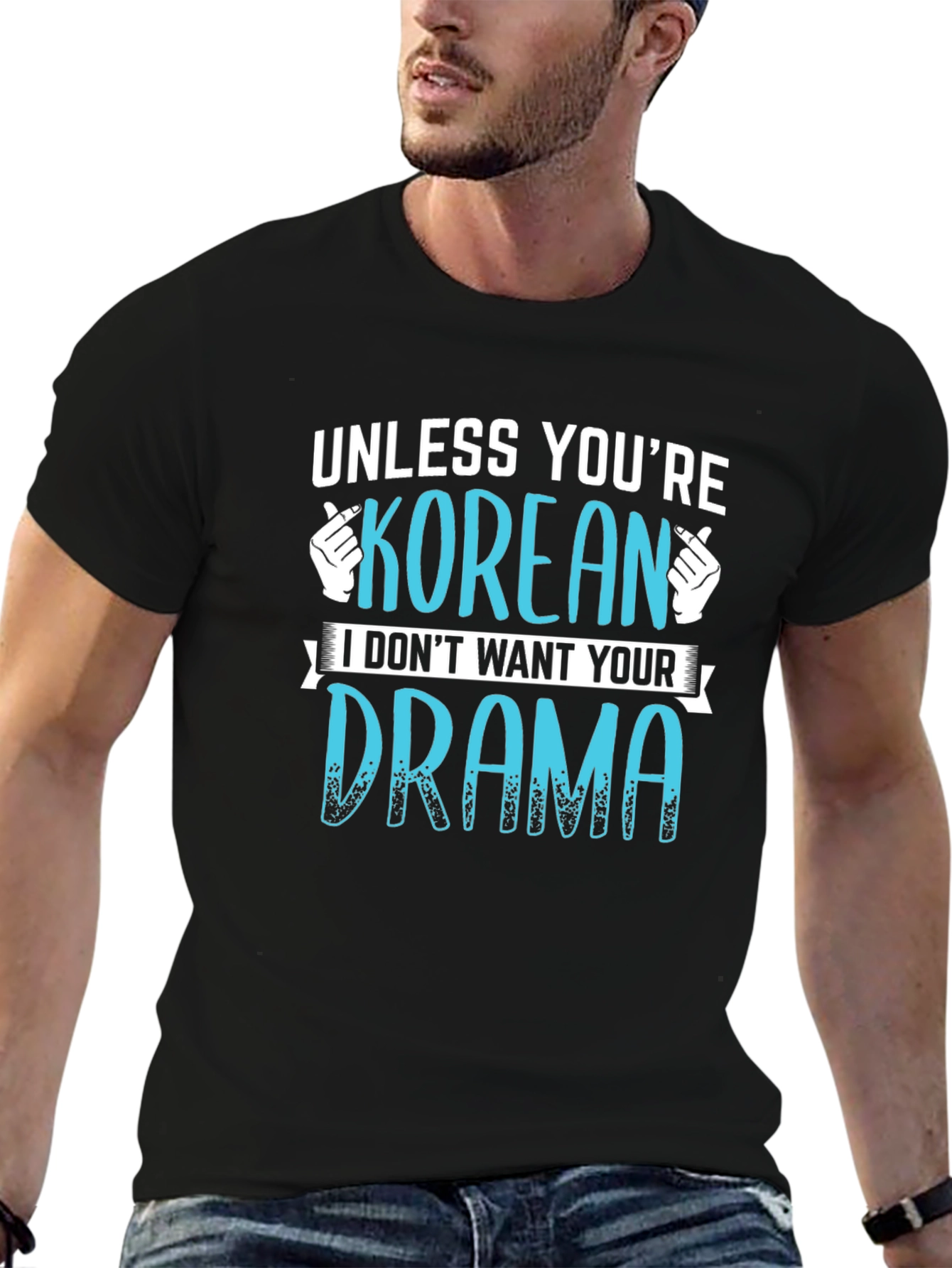 Black Funny Korean Drama T-Shirt - Unisex view 6