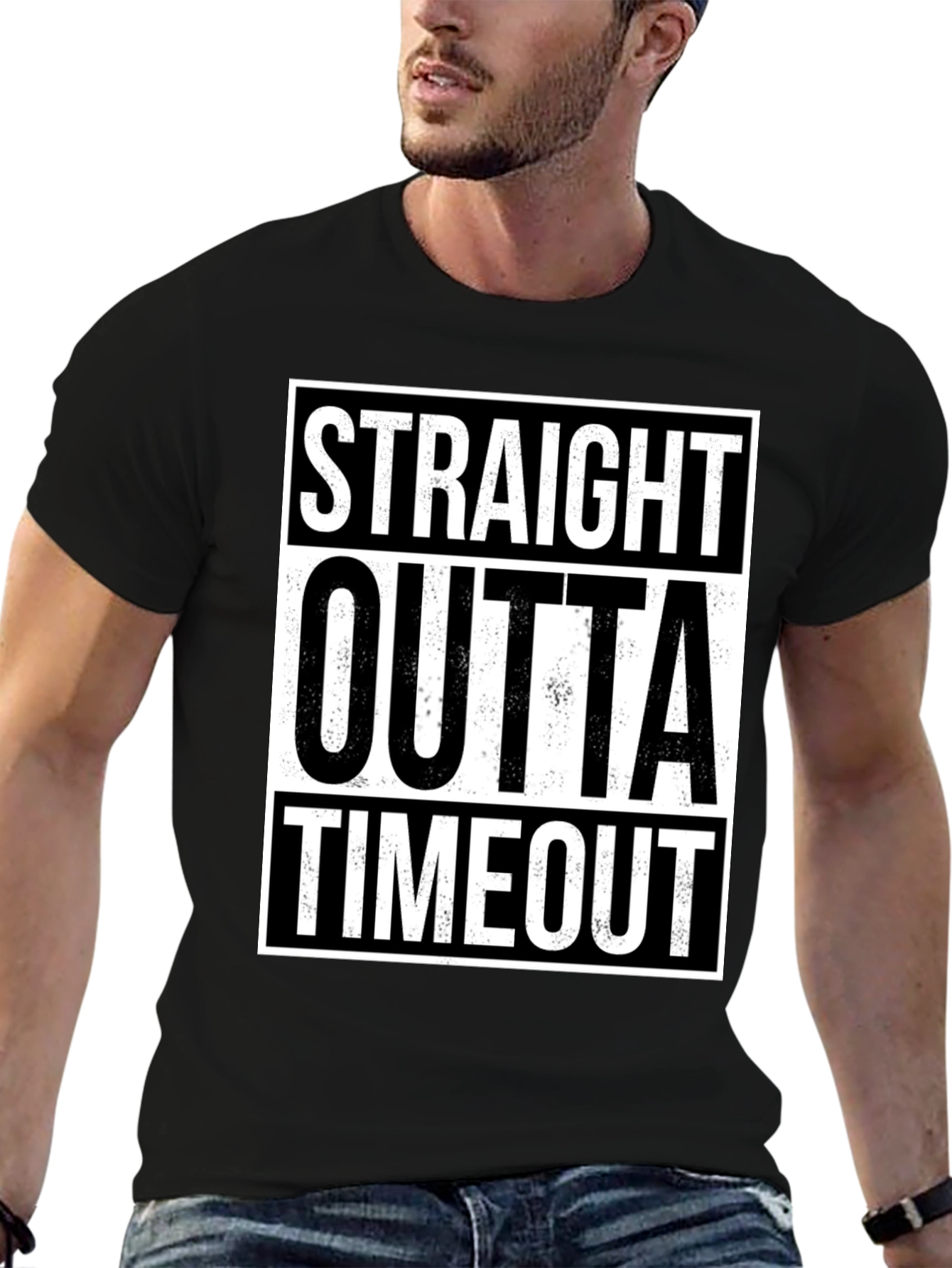 Black Straight Outta Timeout Graphic T-Shirt view 6