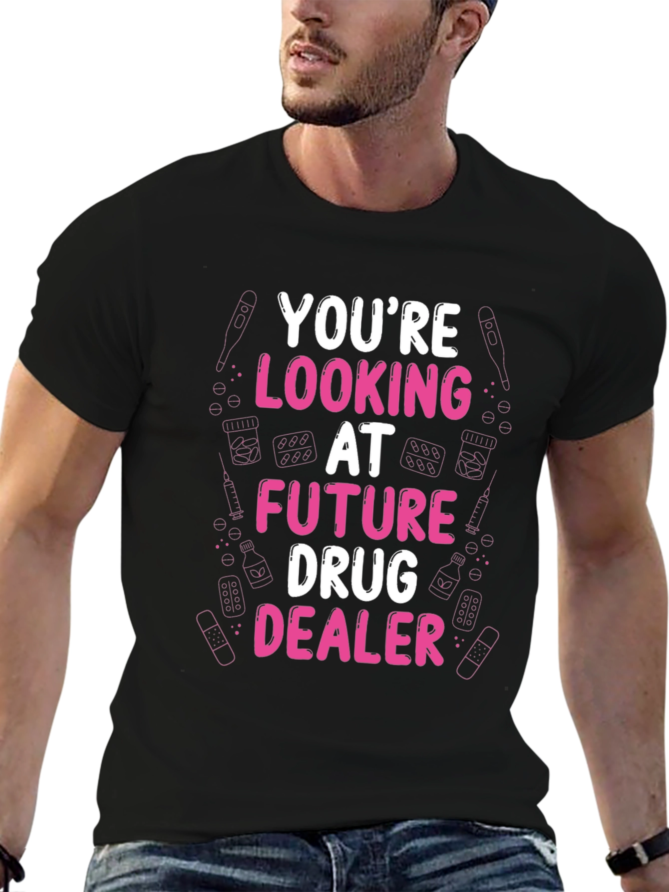 Black Future Drug Dealer Funny Graphic T-Shirt view 6