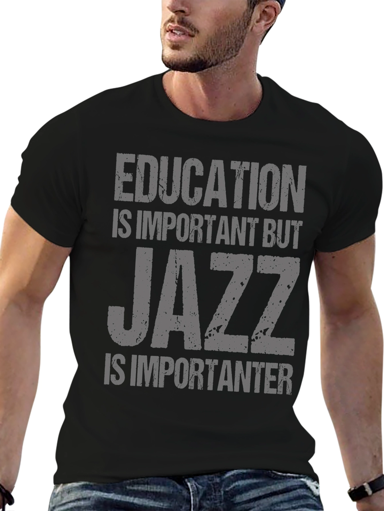 Black Education Important But Jazz Is Importanter T-Shirt view 6