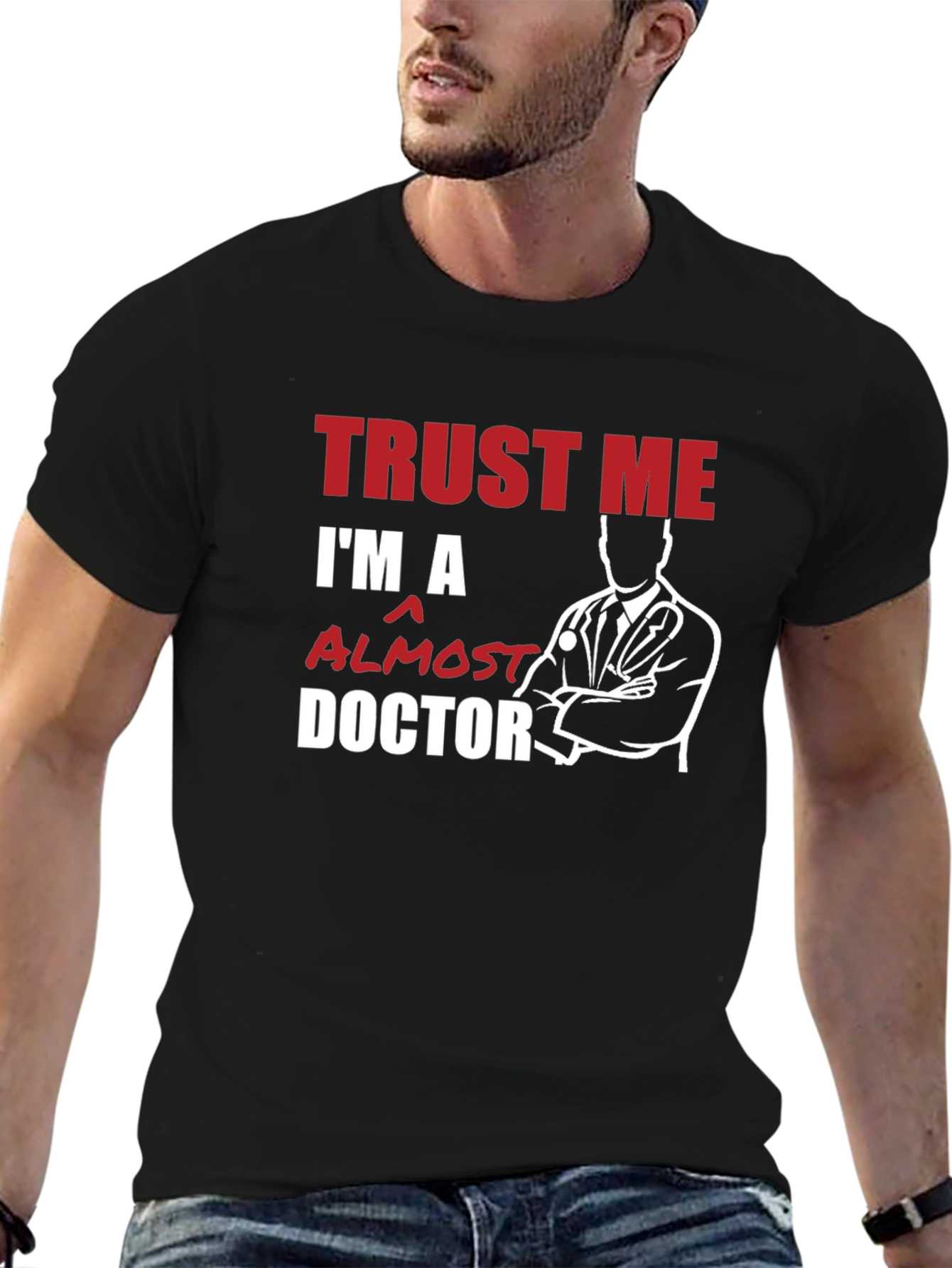 Black Trust Me, I'm Almost a Doctor T-Shirt view 6