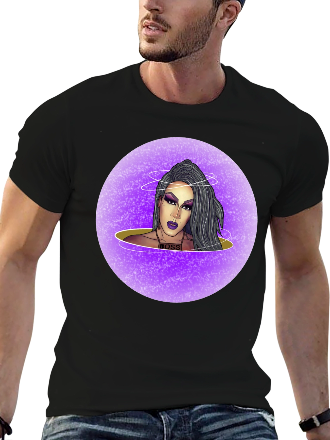 Black Drag Queen Boss T-Shirt - Black Cotton Graphic Tee view 6