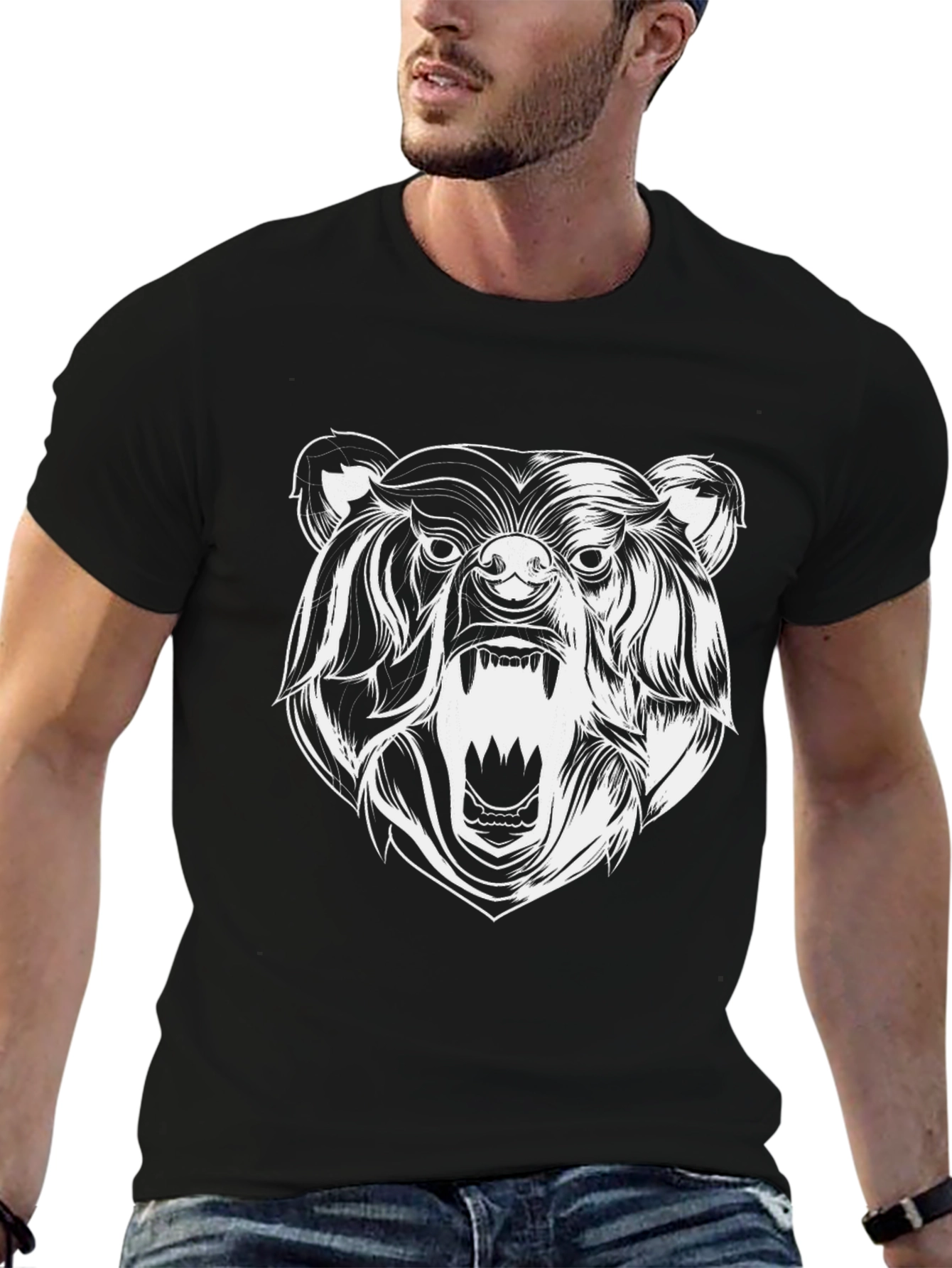 Black Black Bear Graphic Tee - Men's Crew Neck T-Shirt view 6