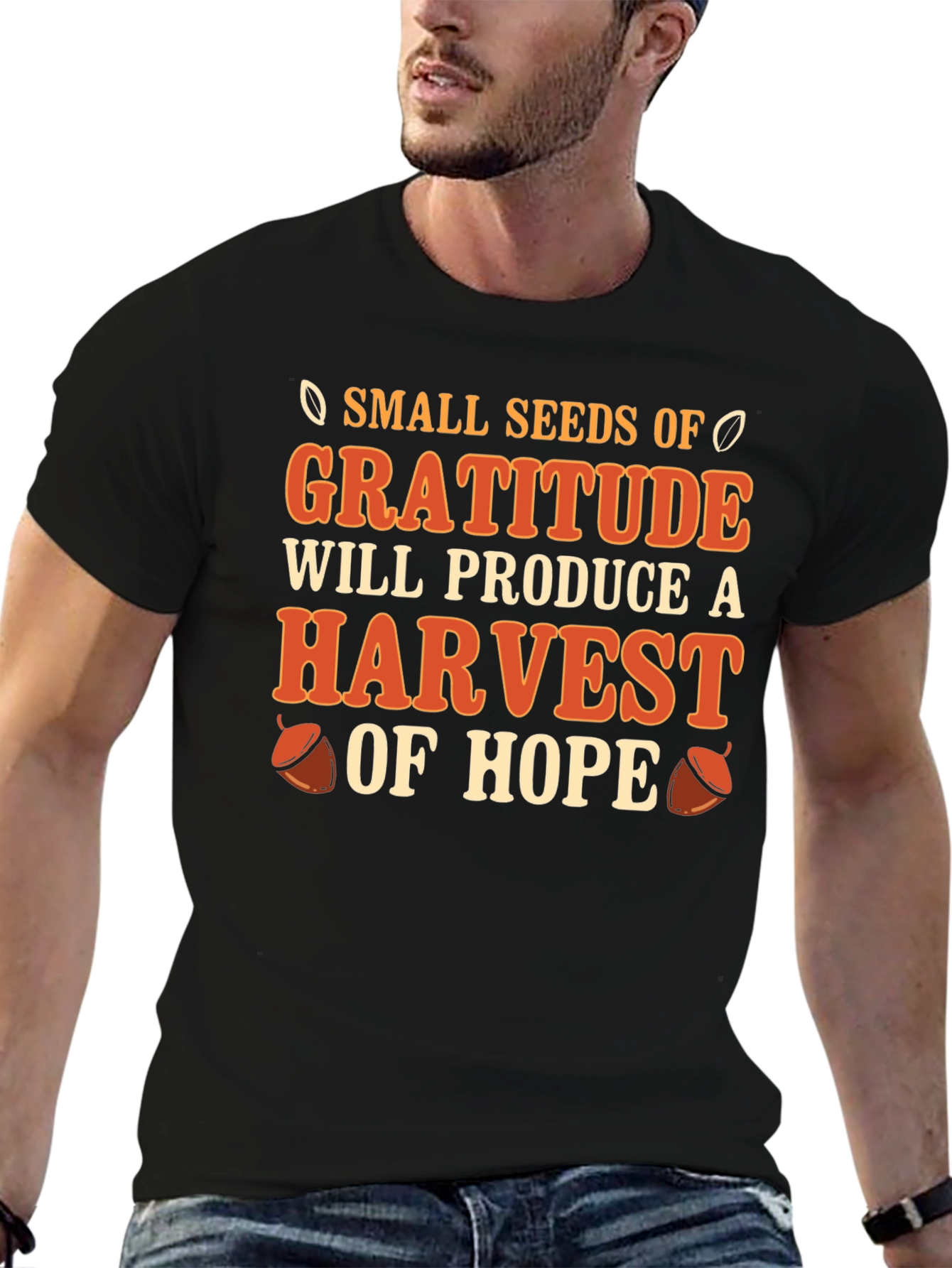 Black Gratitude Harvest T-Shirt - Inspirational Graphic Tee view 6