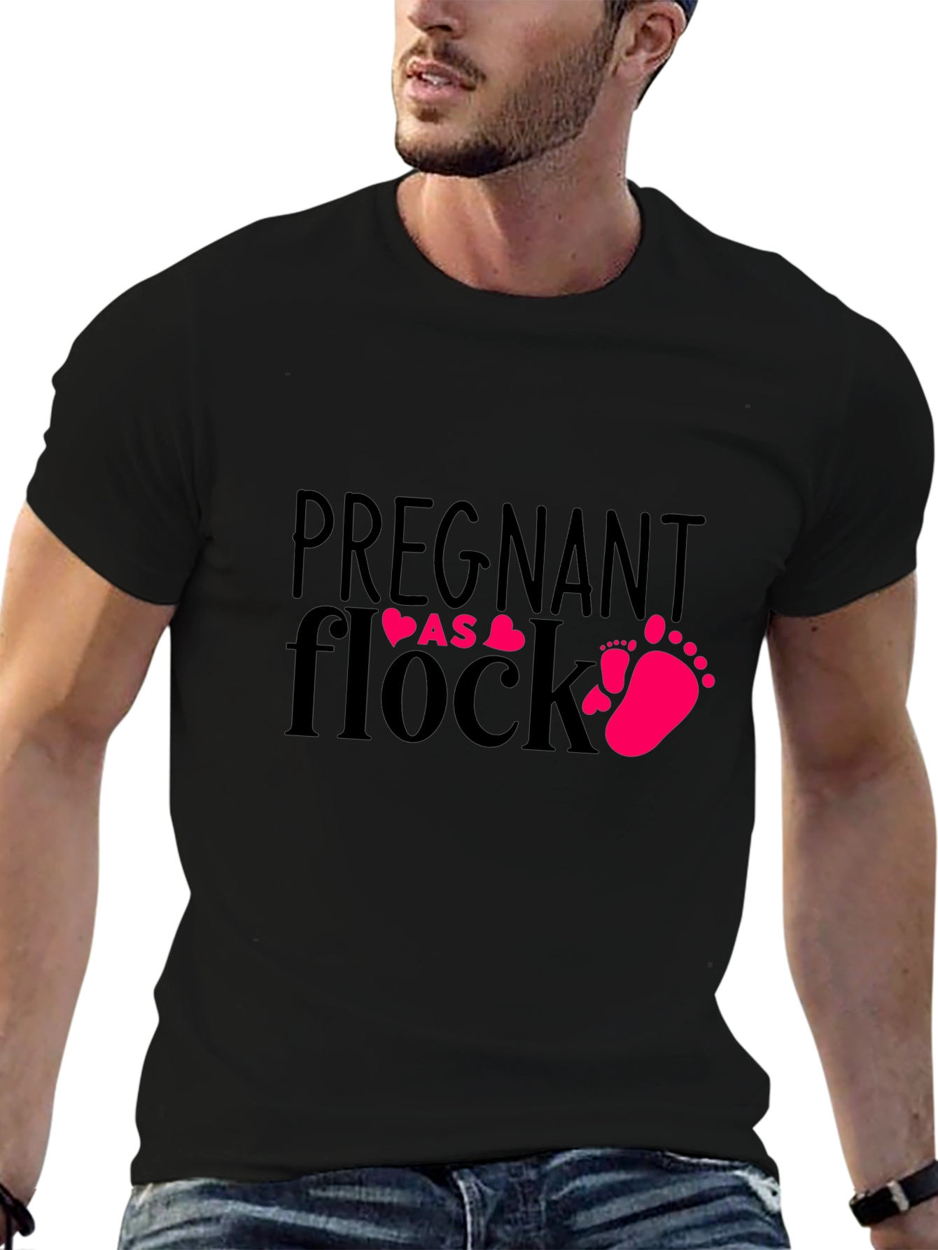 Black Pregnant as Flock T-Shirt - Baby Announcement Tee view 6