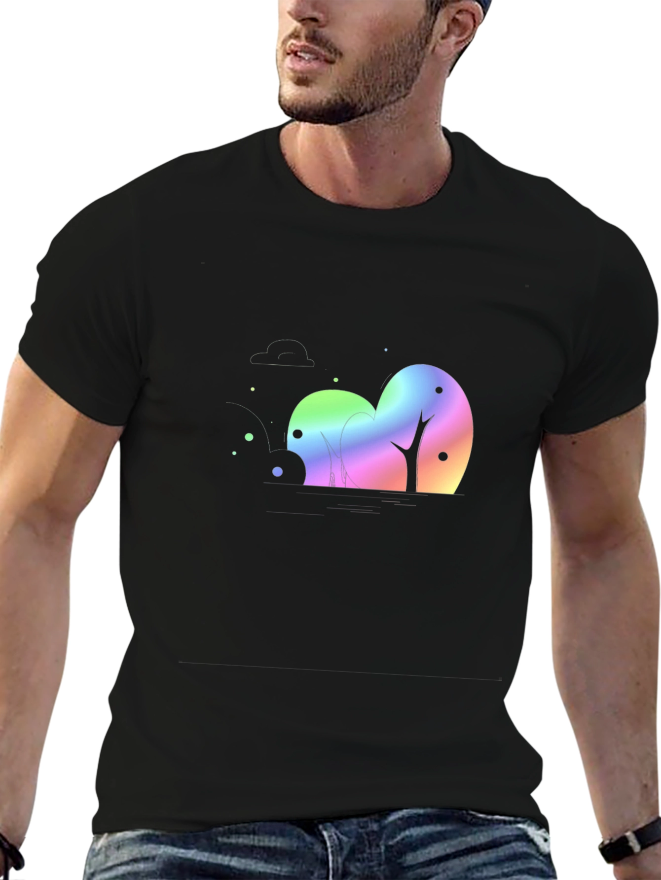 Black Rainbow Trees Black T-Shirt view 6