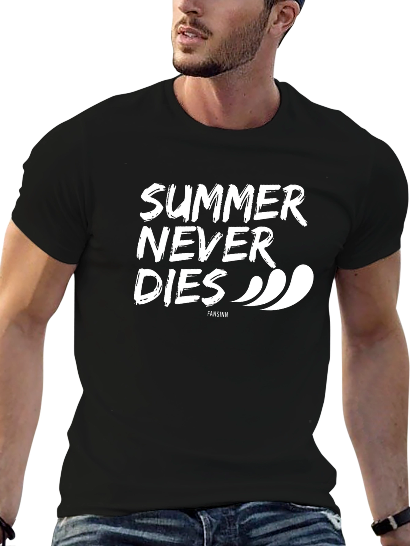 Black Summer Never Dies Graphic Tee - Black view 6