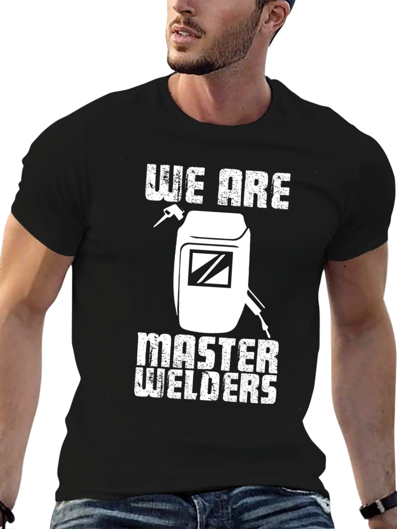 Black Master Welders T-Shirt - Black Cotton Crew Neck view 6