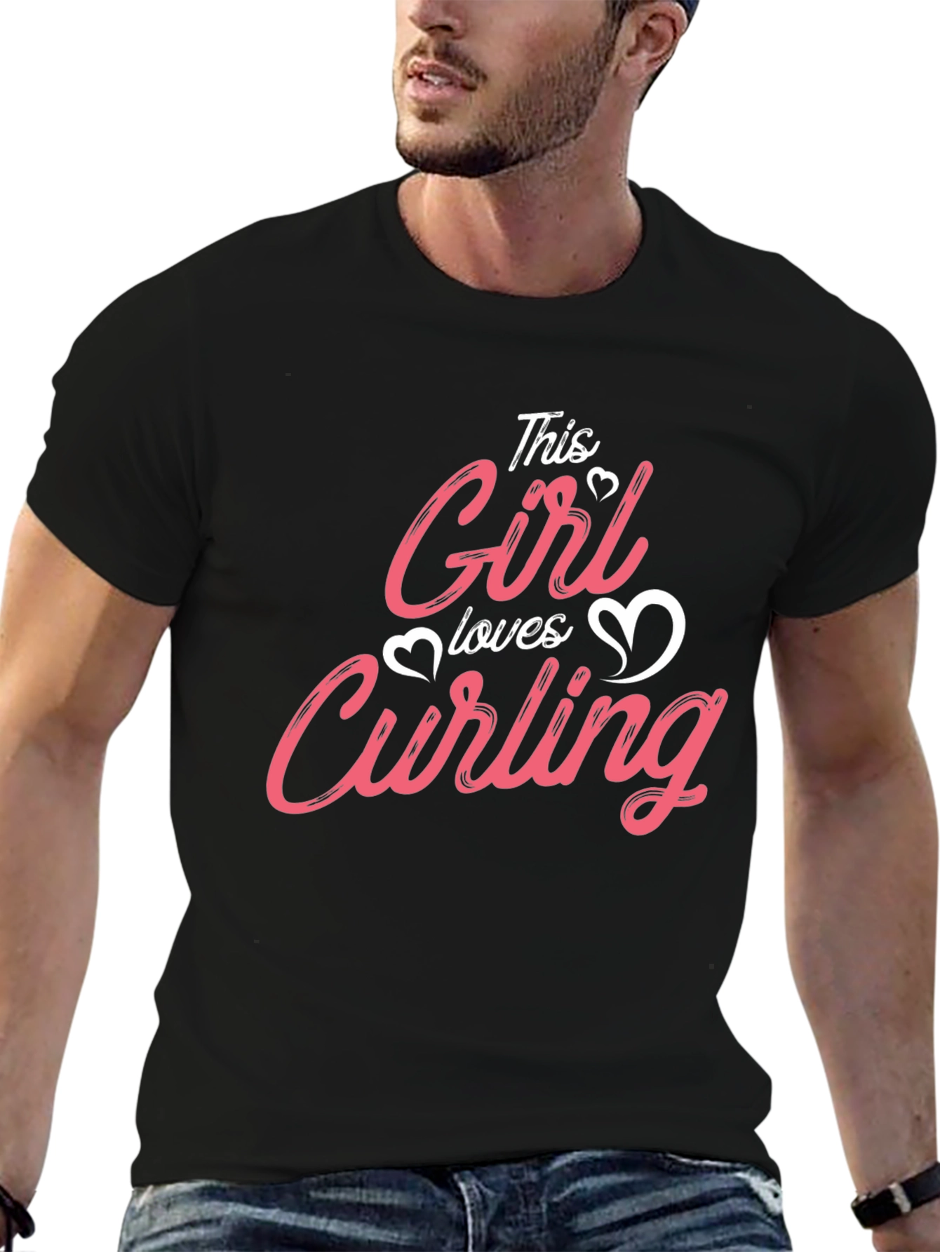 Black This Girl Loves Curling T-Shirt Black view 6