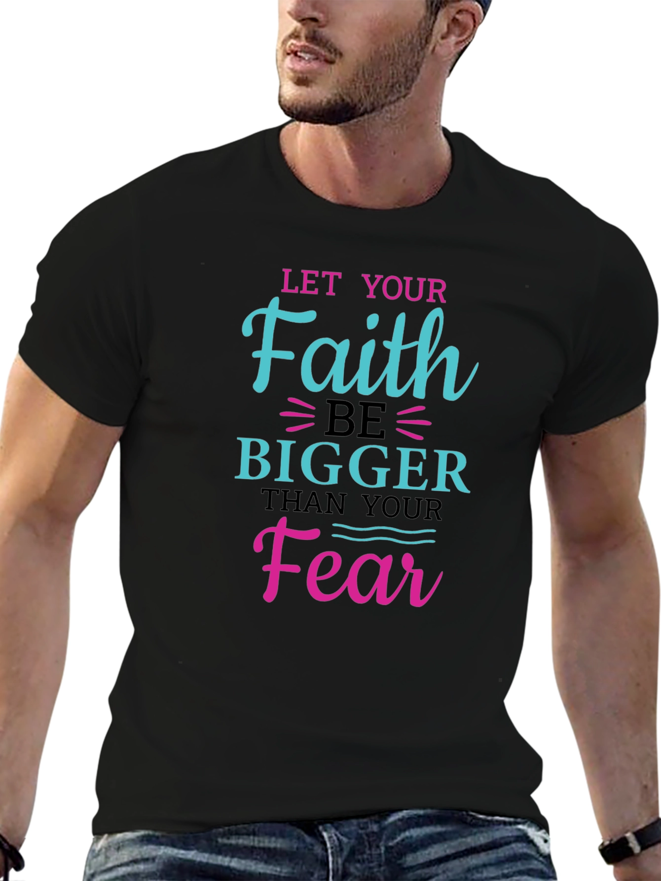 Black Faith Over Fear Graphic Tee - Inspiring Christian Shirt view 6