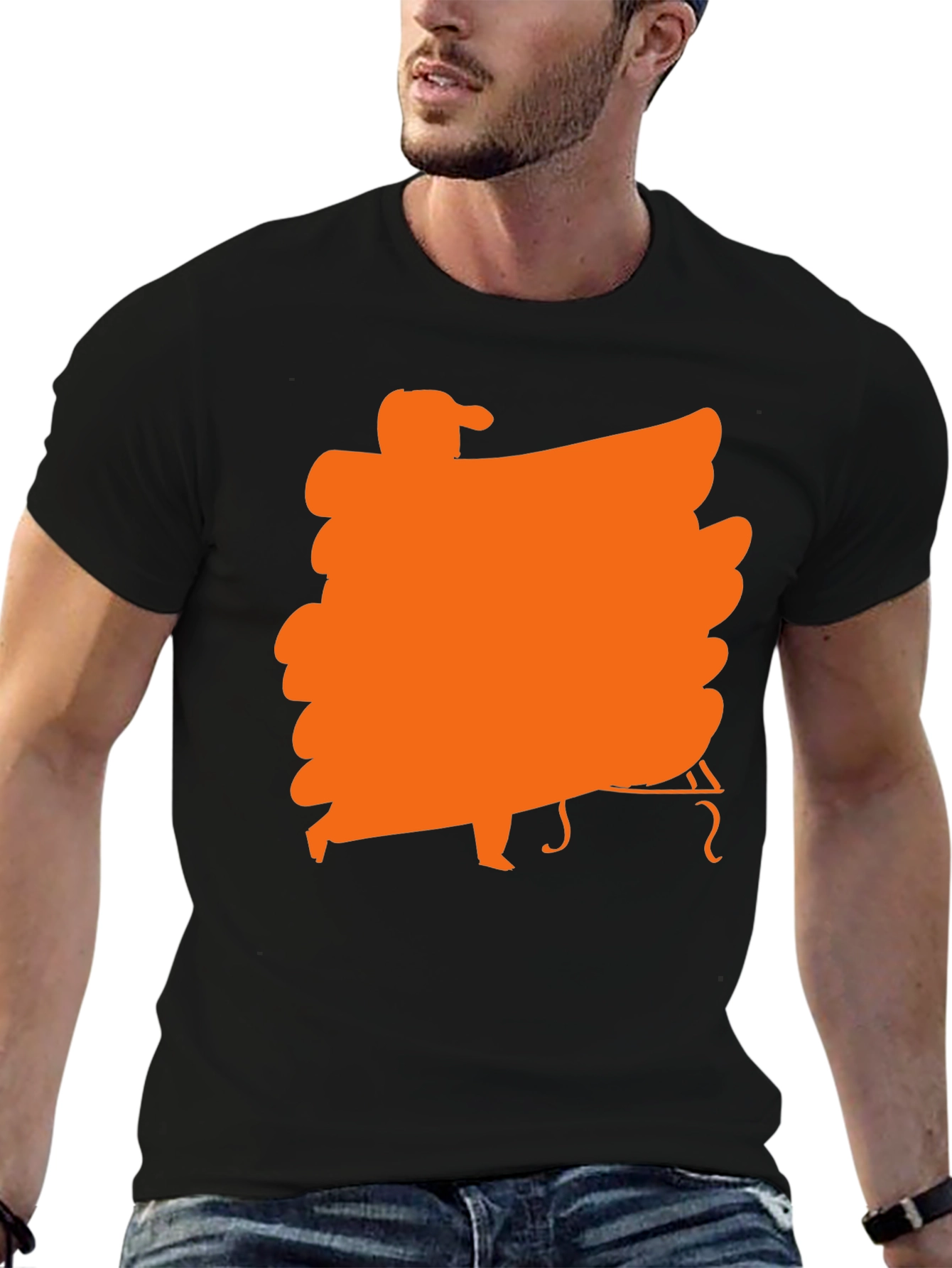 Black Black T-Shirt with Orange Musician Graphic view 6
