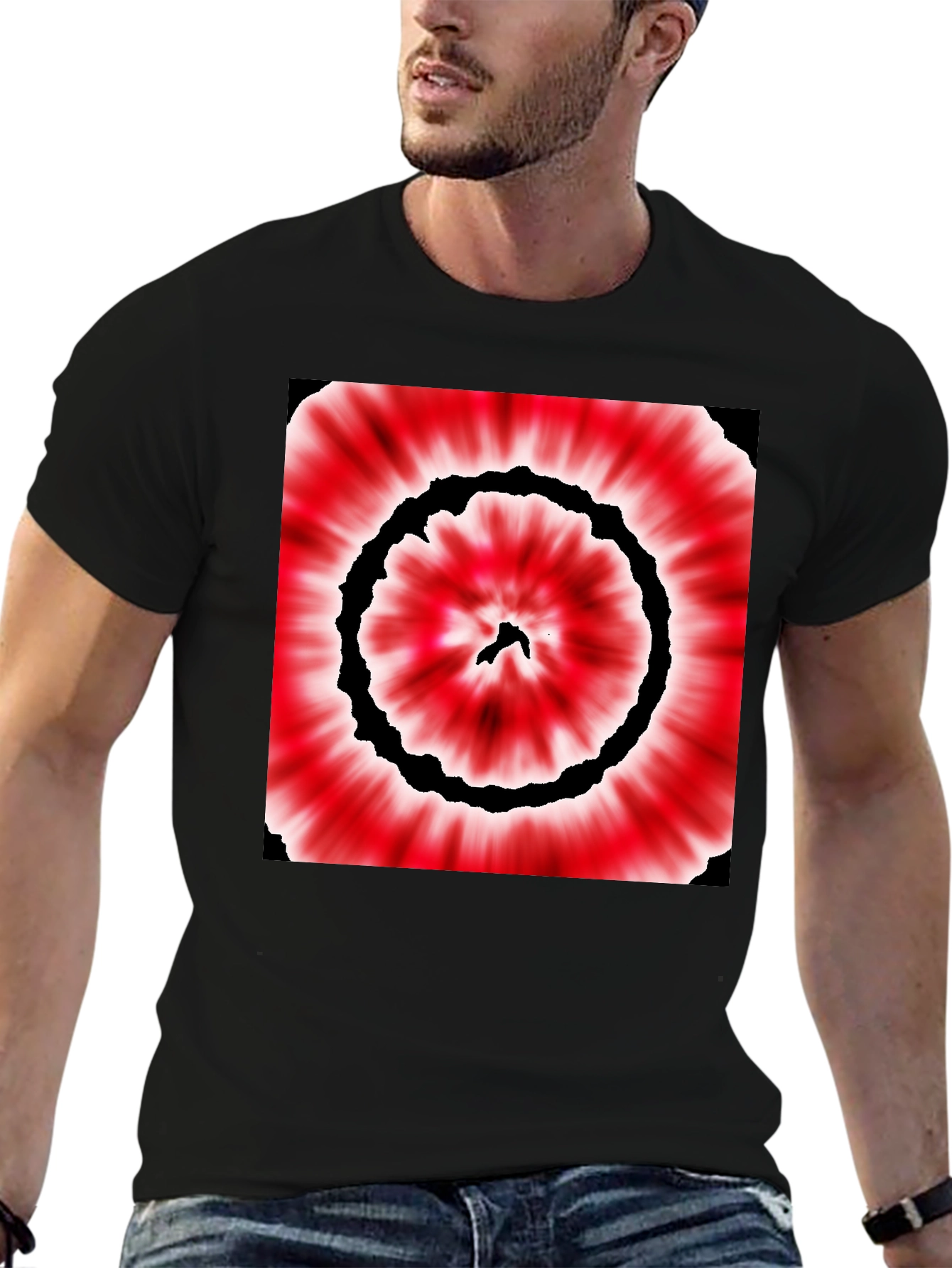 Black Red & Black Tie-Dye Style Graphic T-Shirt view 6