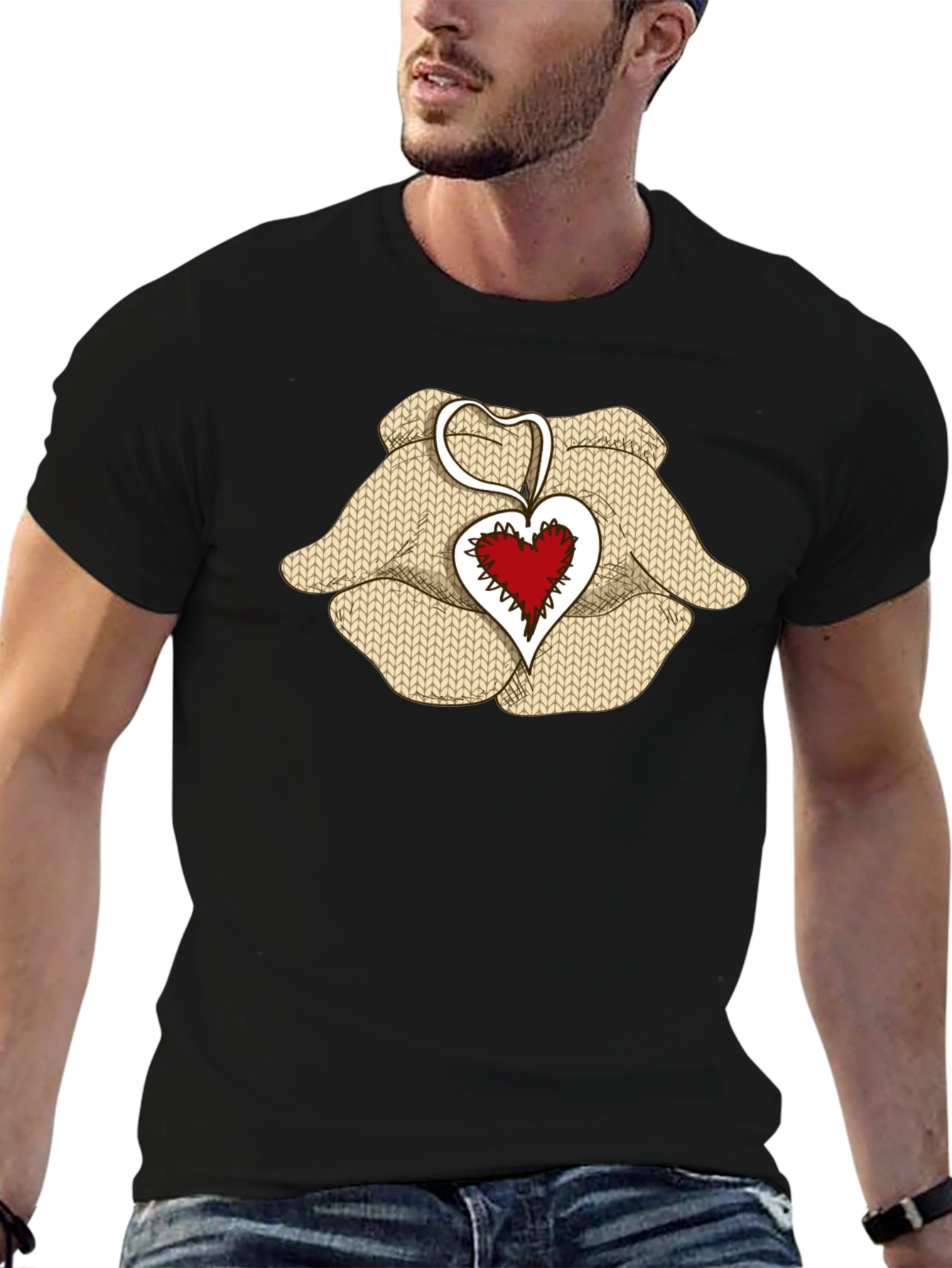 Black Heart Hands Graphic Tee - Black Cotton Blend view 6