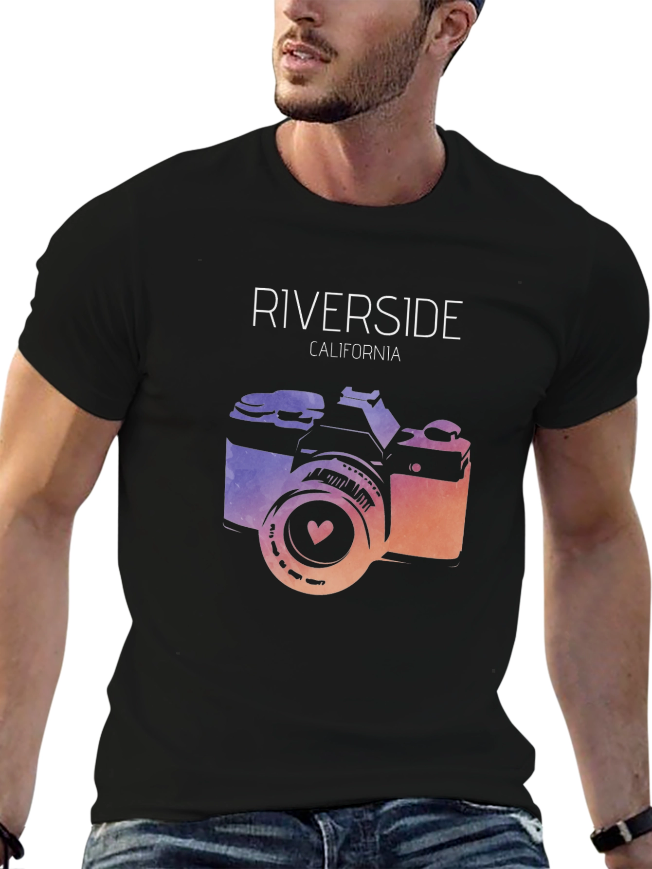 Black Riverside CA Camera Graphic Tee view 6