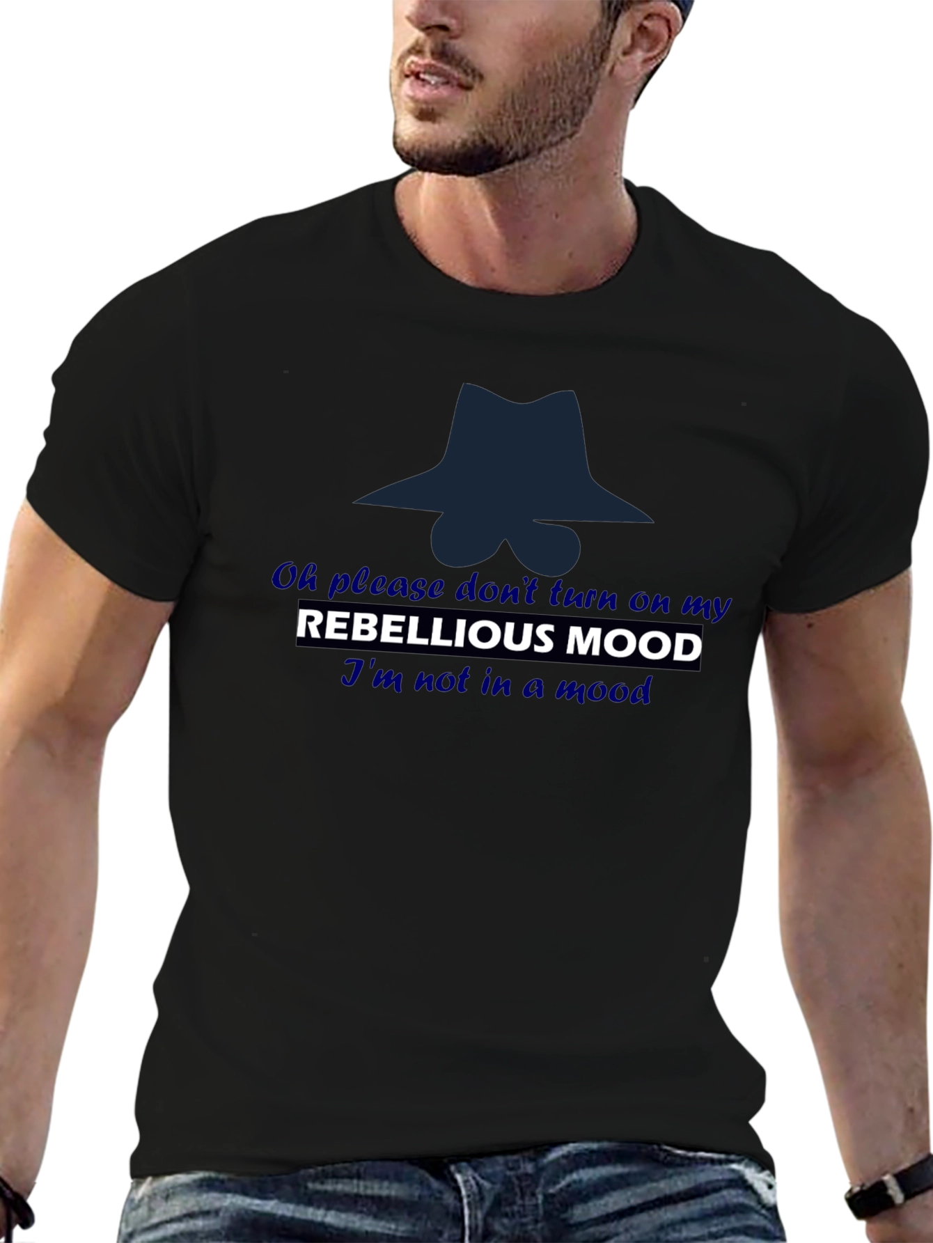 Black Rebellious Mood T-Shirt: Stylish and Fun! view 6