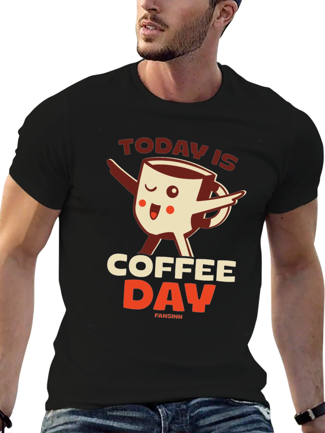Black Coffee Day Graphic Tee - Unisex Crew Neck view 6