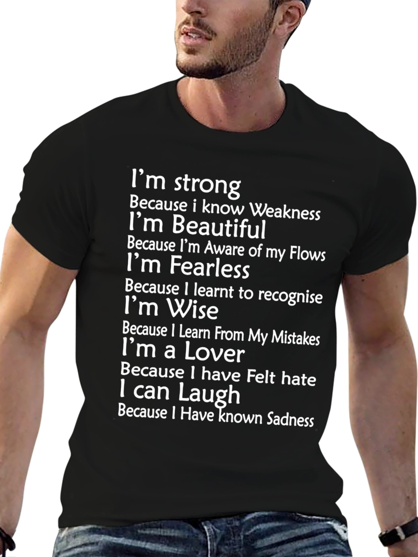 Black Inspirational Graphic Tee - Strong, Beautiful, Fearless view 6