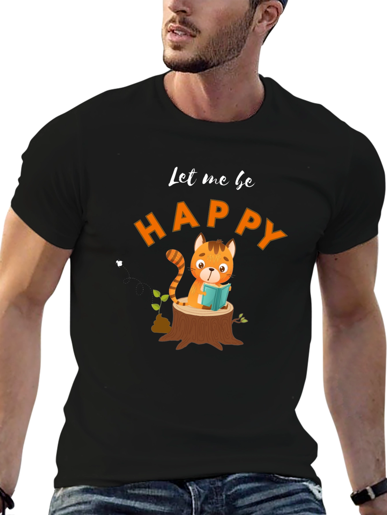 Black Let Me Be Happy Black T-Shirt view 6