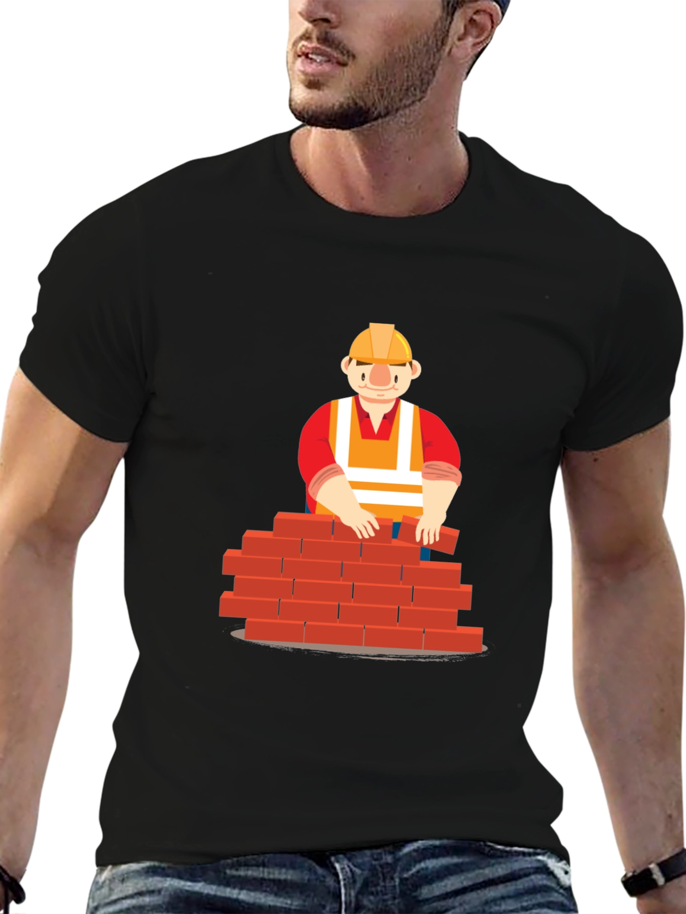 Black Bricklayer Graphic T-Shirt - Construction Worker Tee view 6