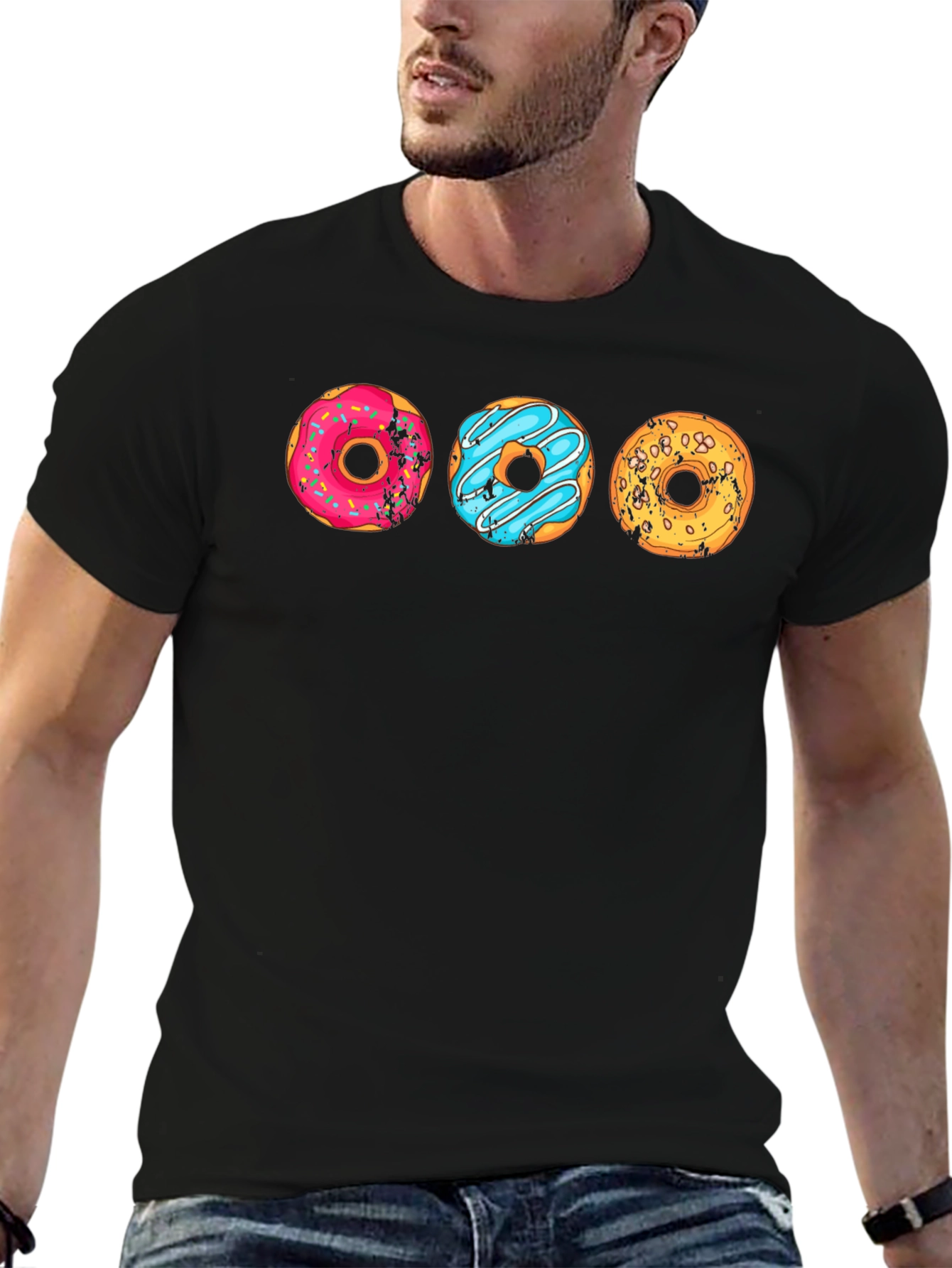 Black Donut Graphic T-Shirt - Unique Foodie Tee view 6