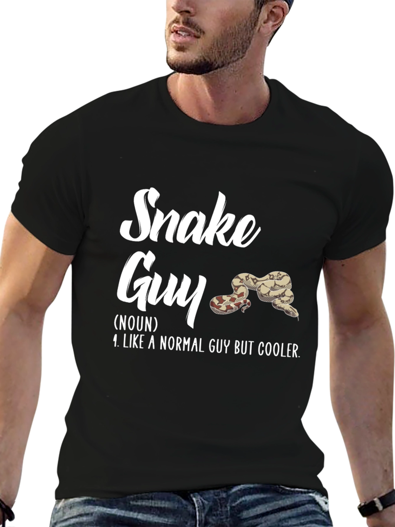 Black Snake Guy Definition T-Shirt - Cool Reptile Lover Tee view 6