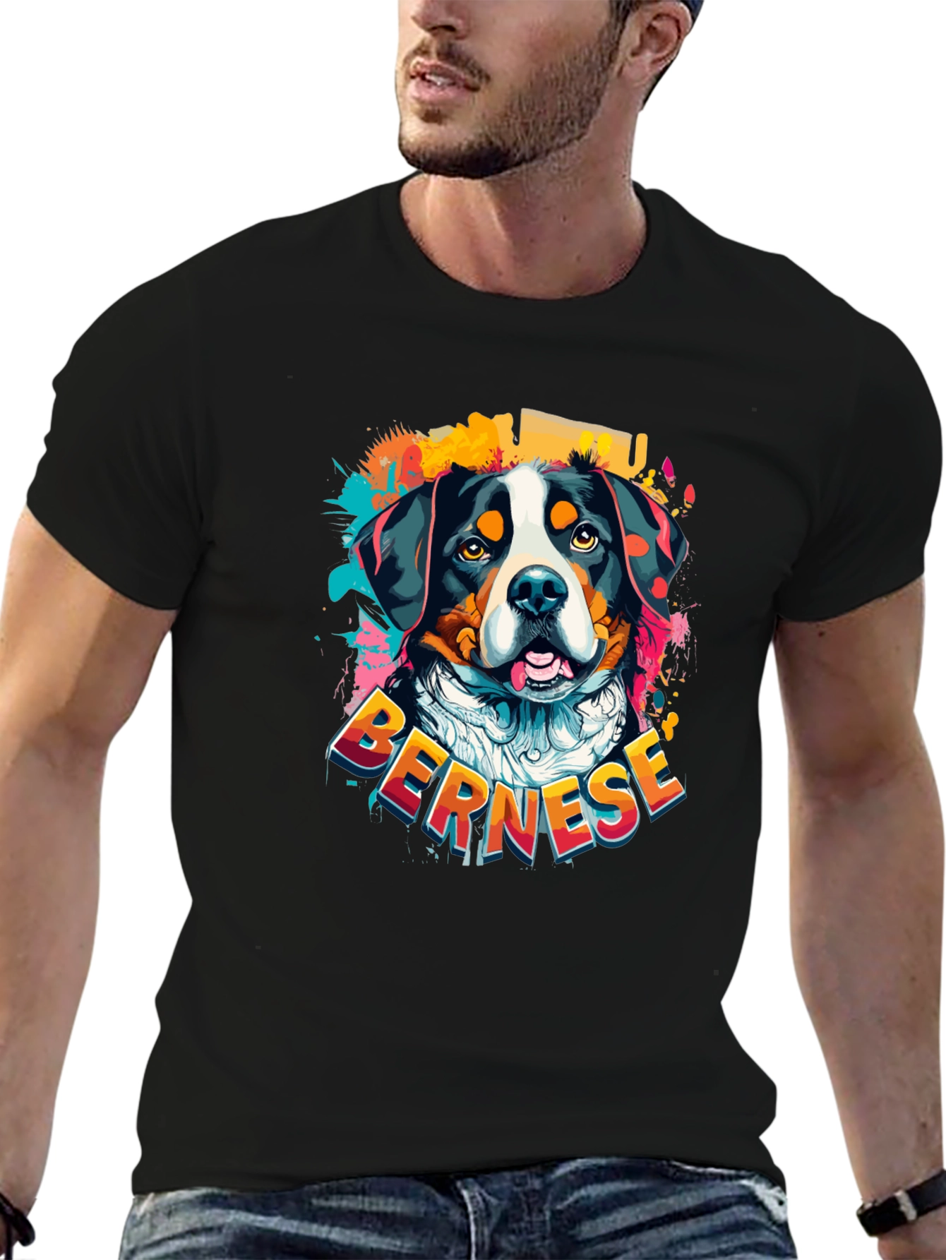 Black Bernese Mountain Dog Graphic T-Shirt view 6