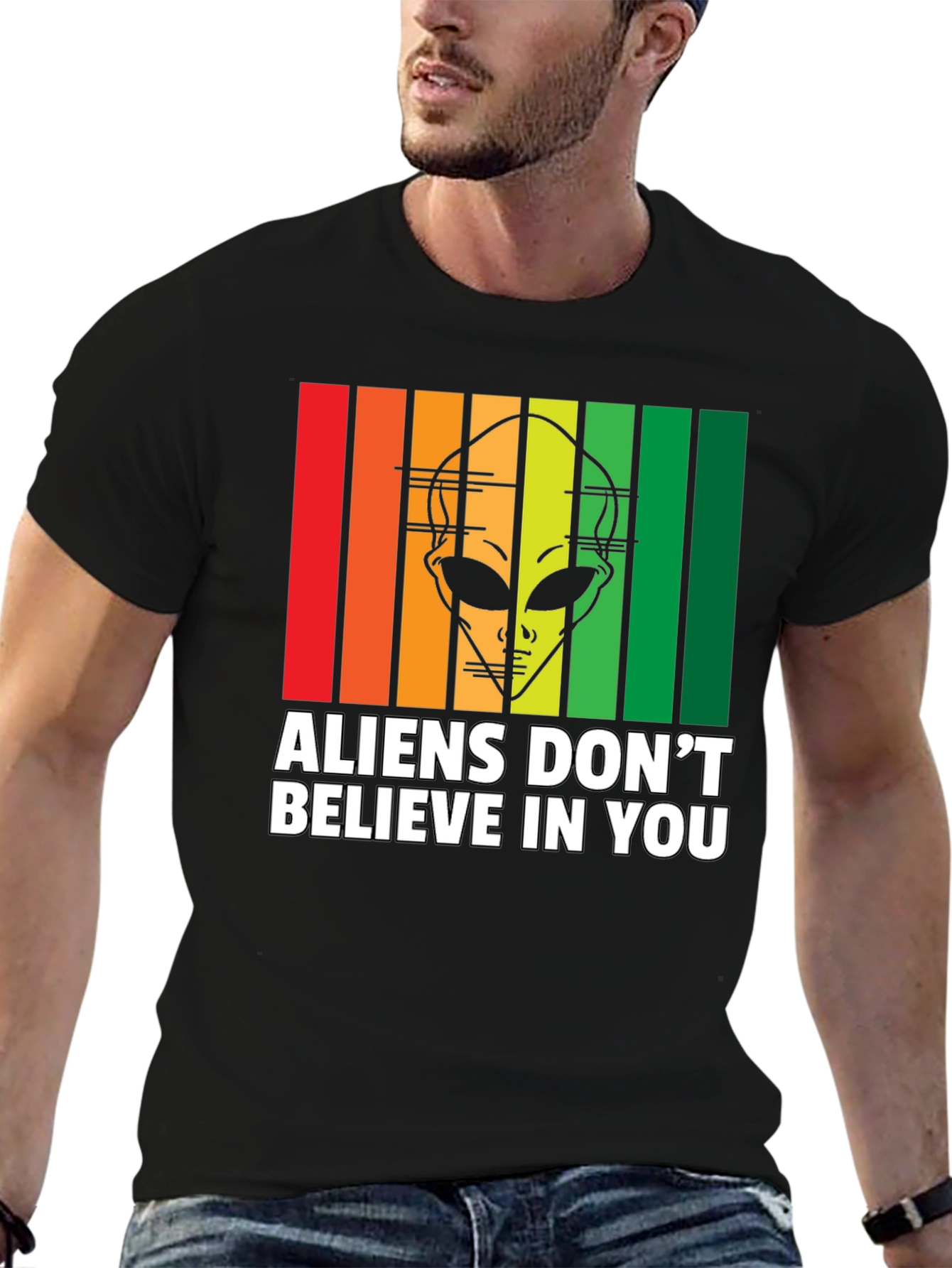 Black Aliens Don't Believe in You T-Shirt view 6