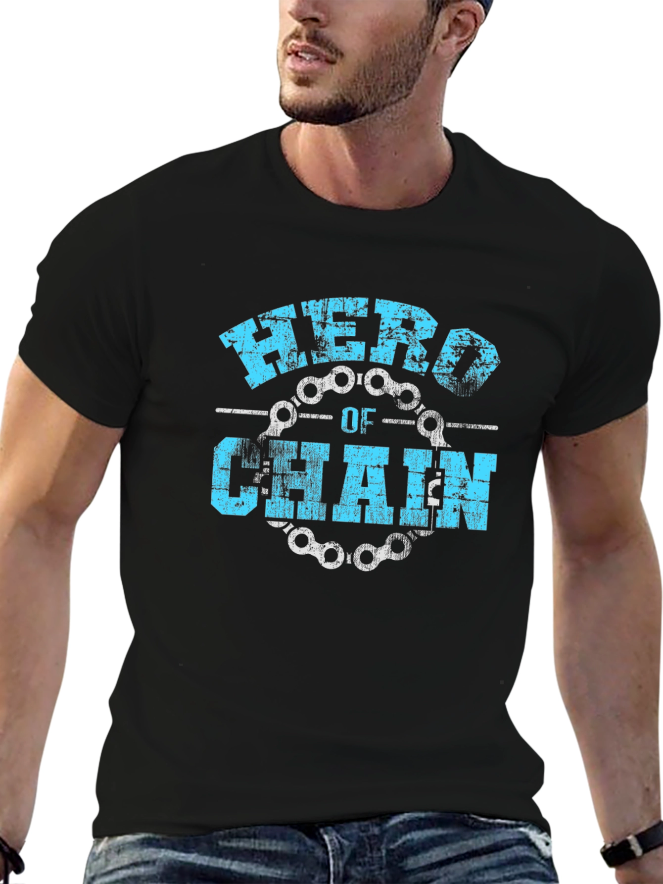 Black Hero of Chain T-Shirt - Black Bicycle Cycling Tee view 6