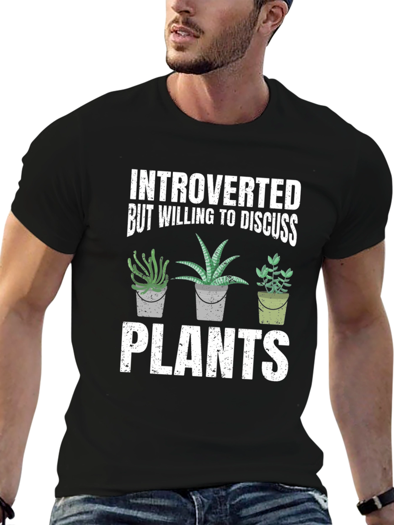 Black Introverted Plants Graphic Tee view 6