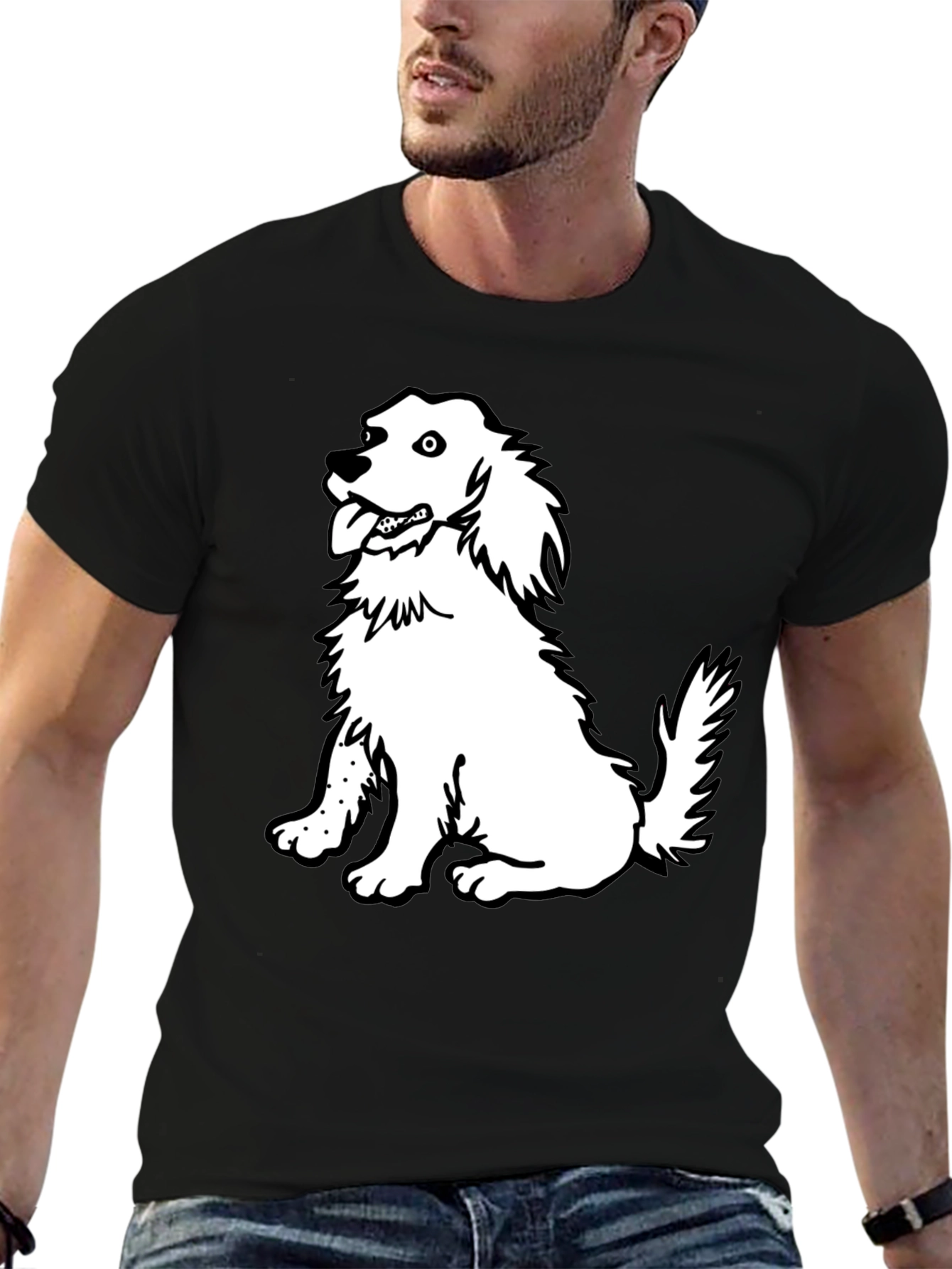 Black Dog Graphic Tee - Black Cotton Casual Shirt view 6