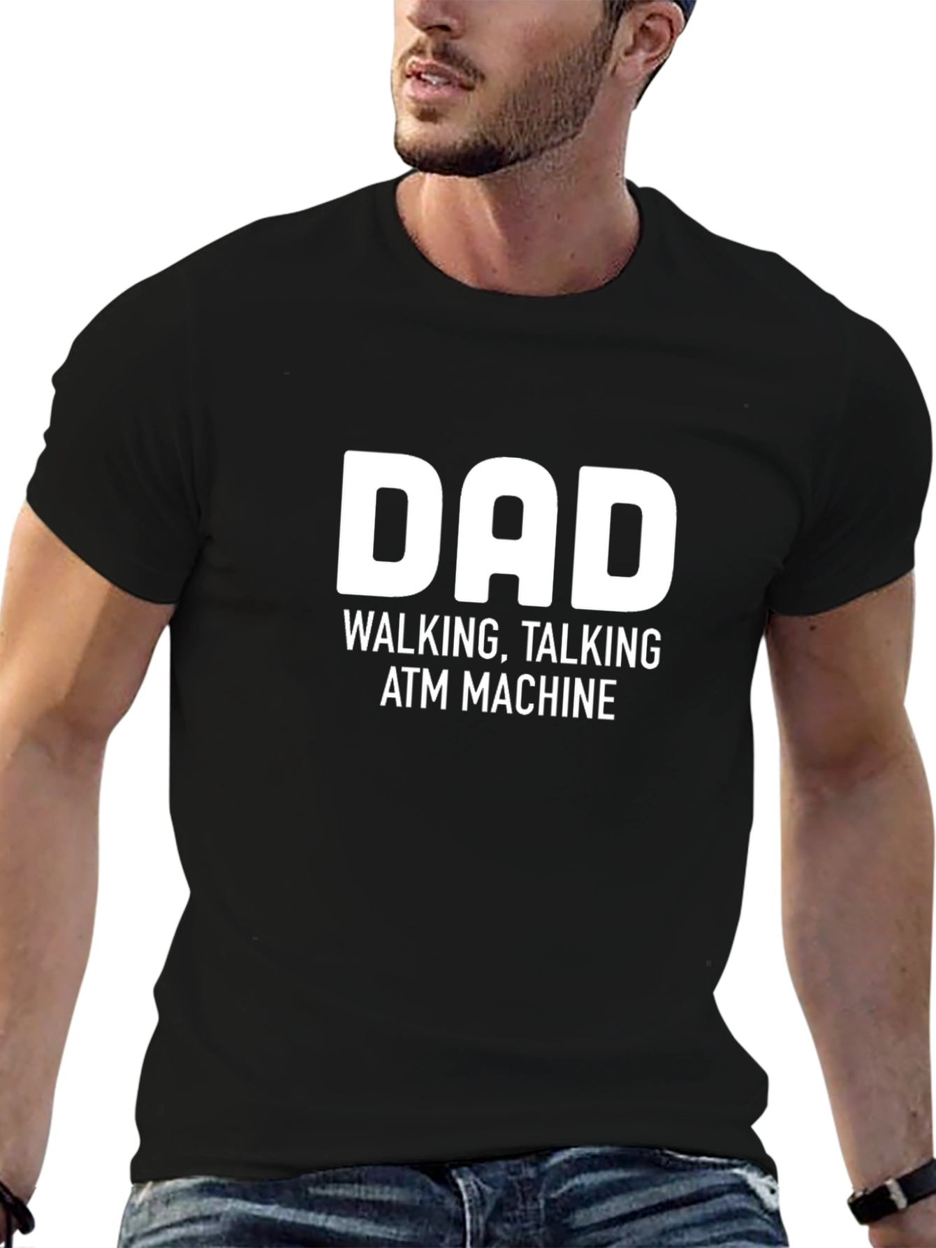 Black Dad Walking Talking ATM Machine Graphic Tee view 6