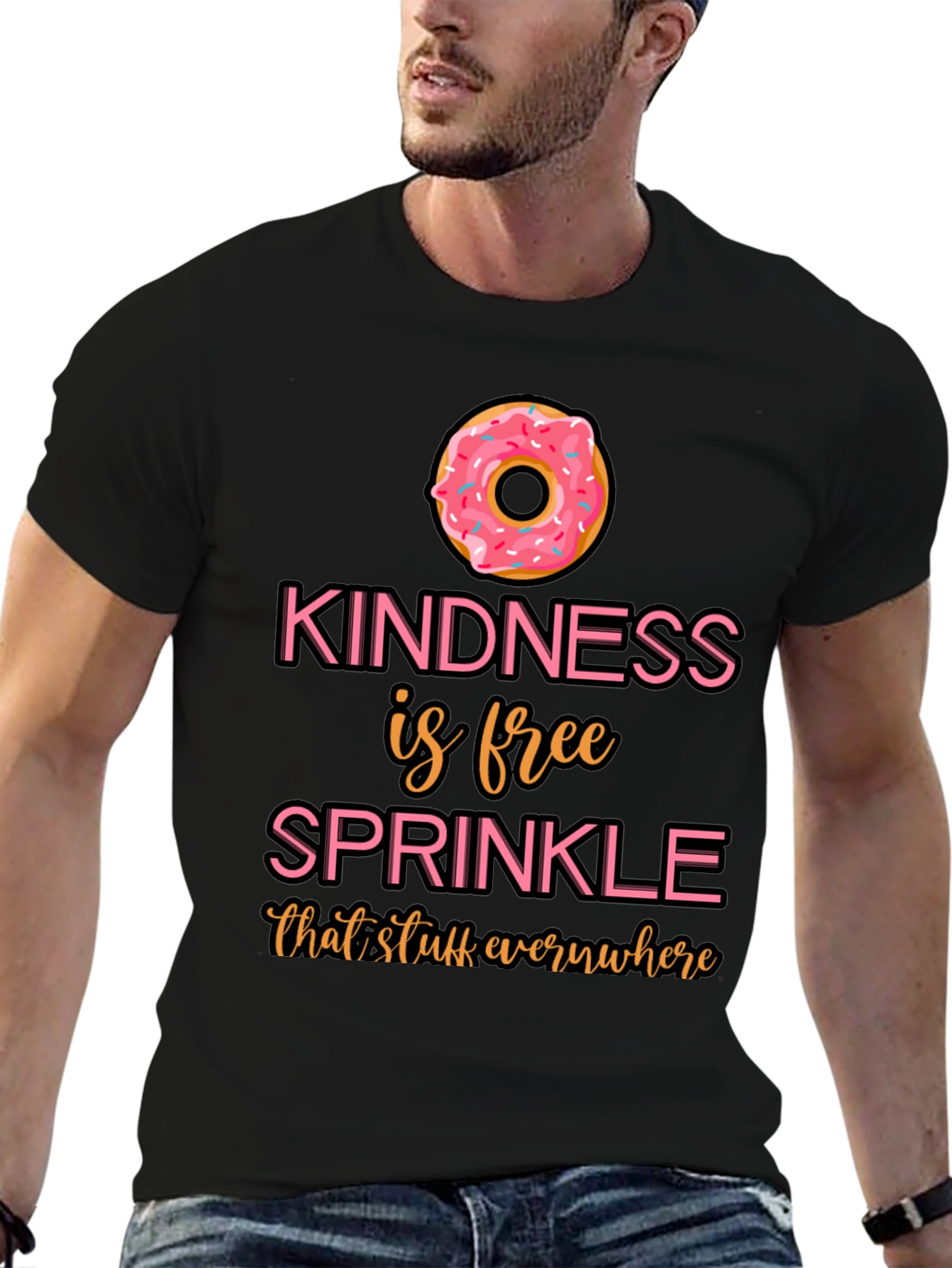 Black Kindness Sprinkle Donut T-Shirt view 6