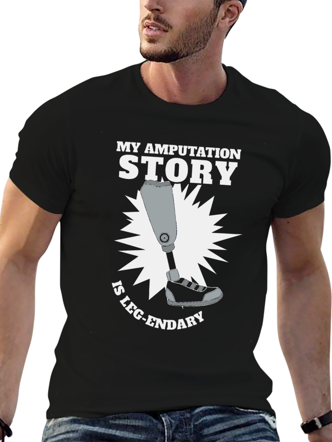 Black My Amputation Story T-Shirt - Leg-endary Humor Tee view 6