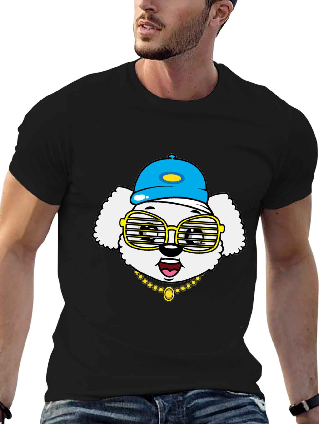 Dog Wearing Hat & Glasses T-Shirt - 6