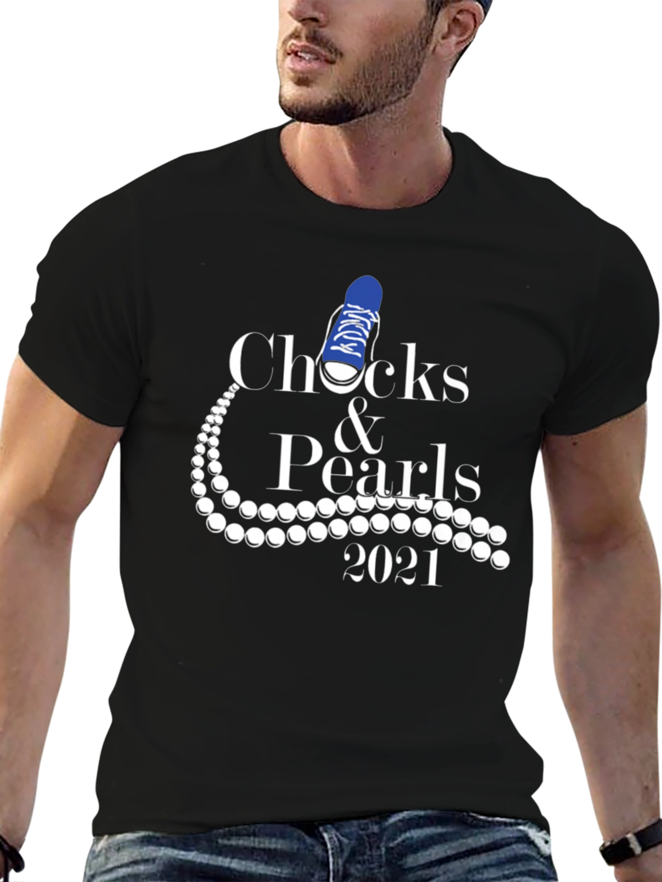 Black Chucks & Pearls 2021 Black Graphic Tee view 6