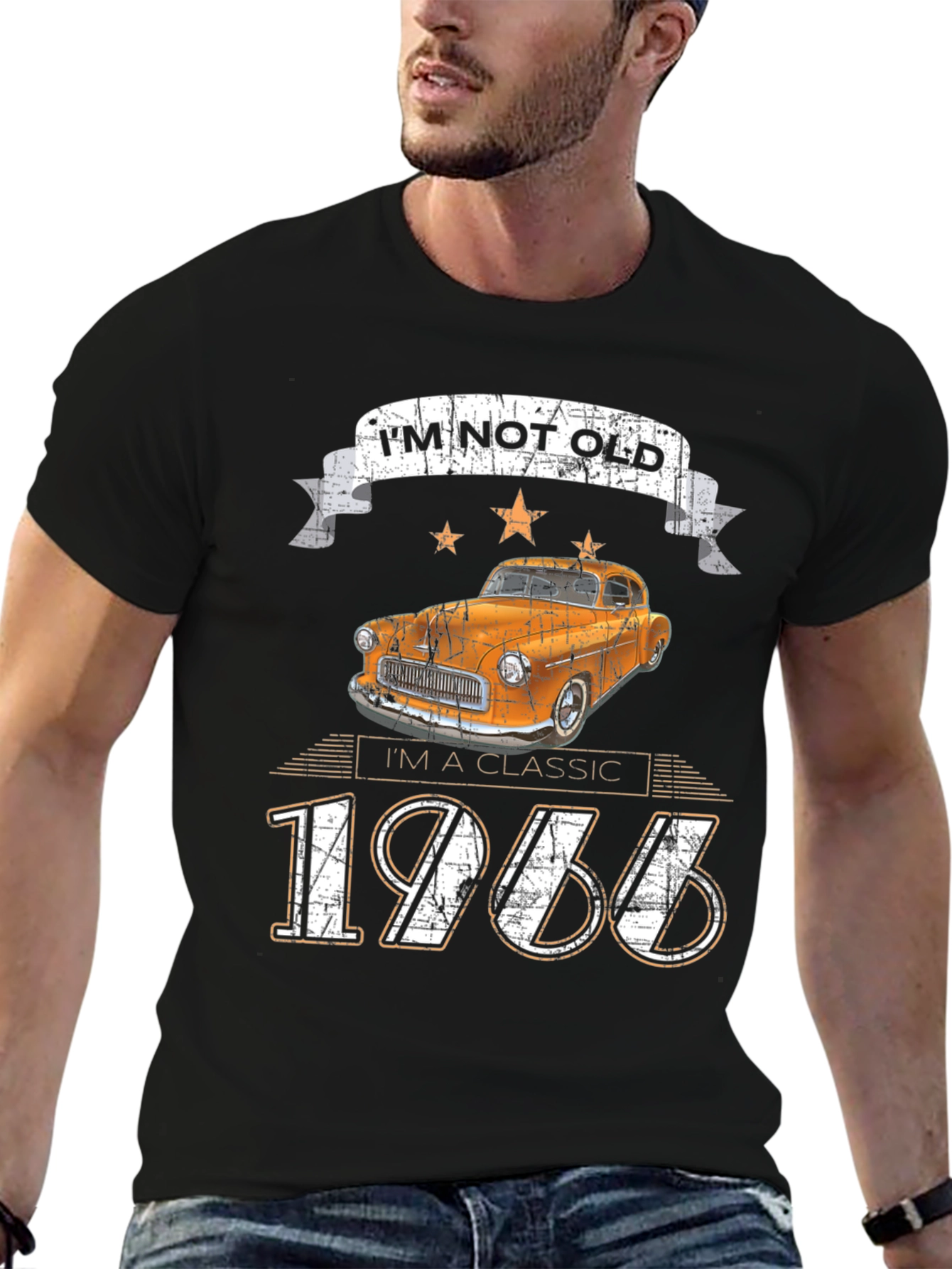 Black Classic 1966 Car T-Shirt view 6