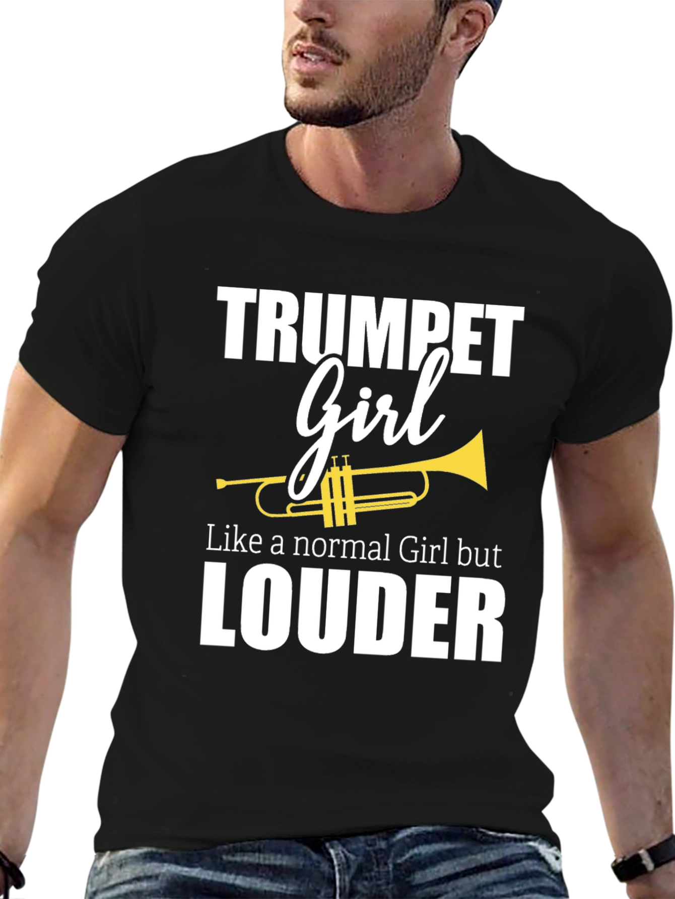 Black Trumpet Girl T-Shirt - Loud & Proud Musician Tee view 6