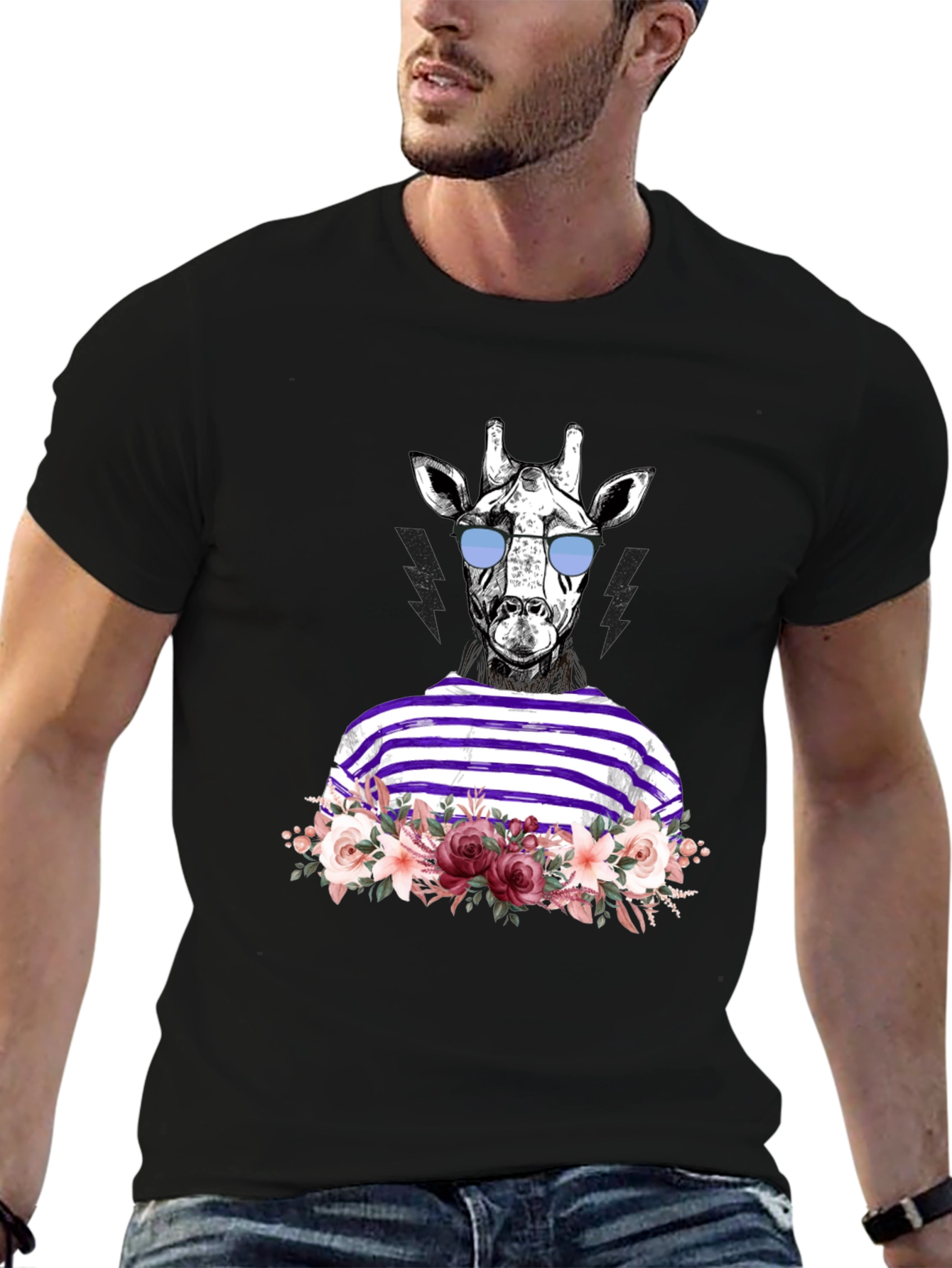 Black Giraffe in Shades Graphic Tee view 6