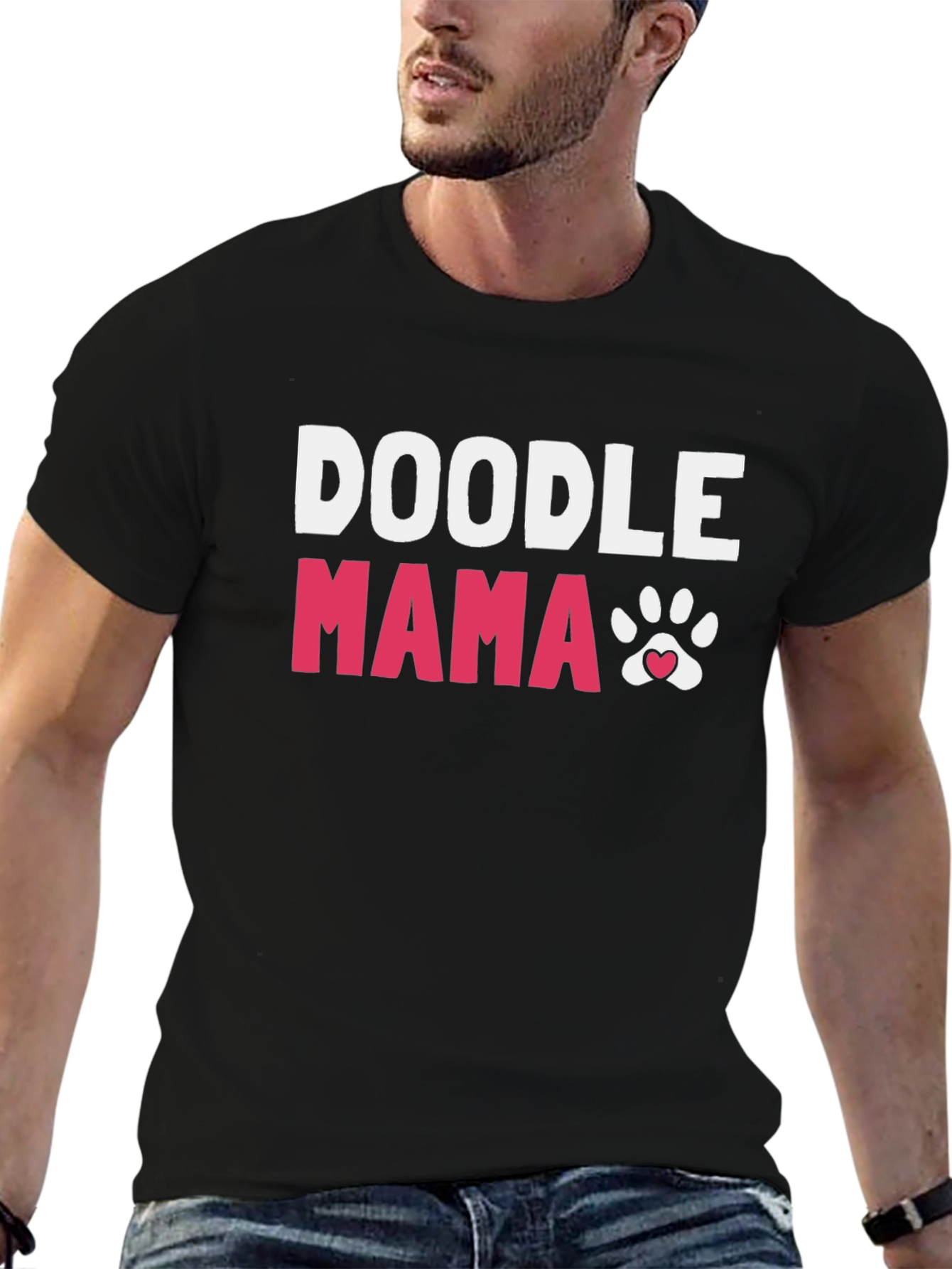 Black Doodle Mama Paw Print T-Shirt view 6