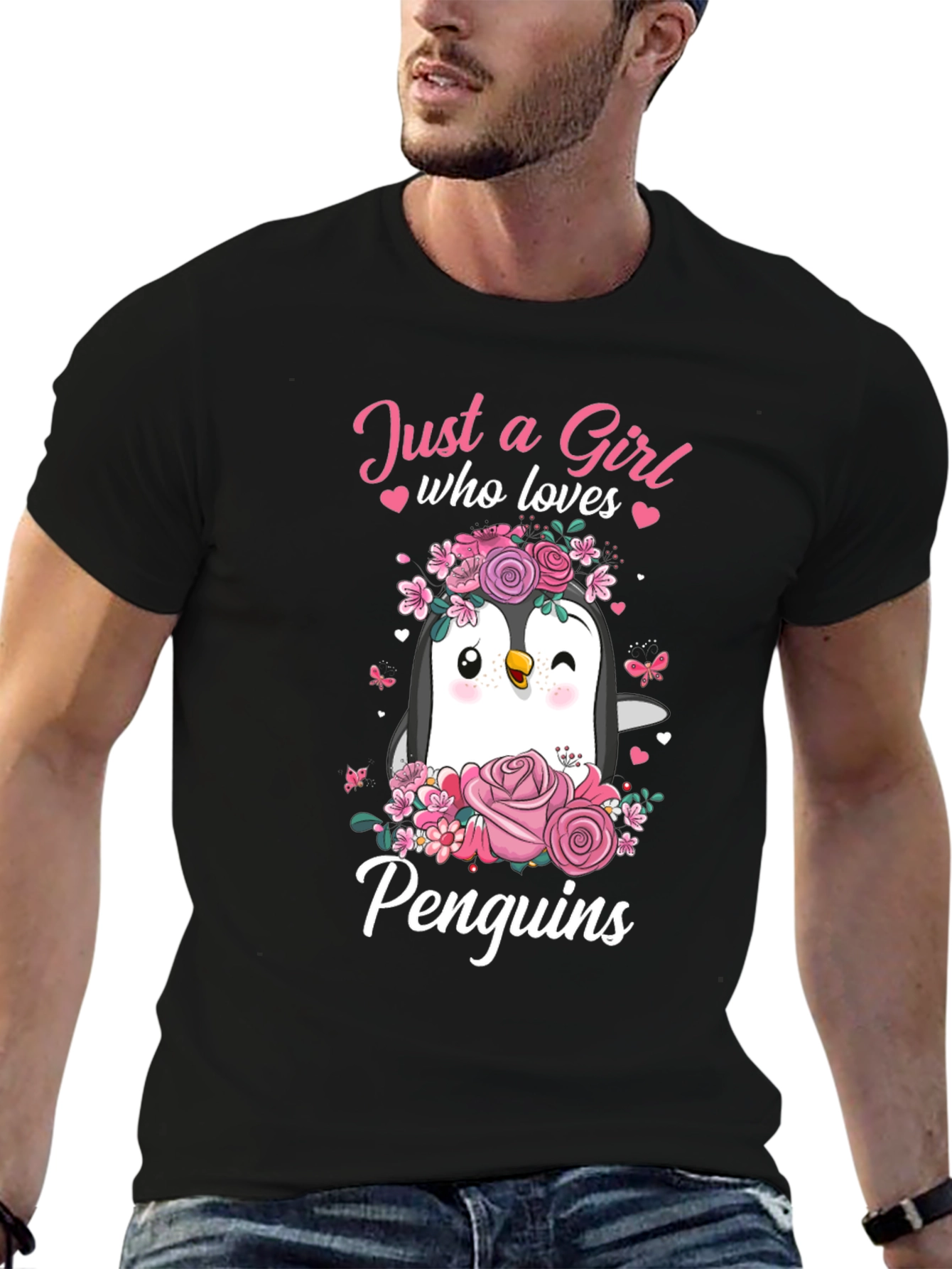 Black Penguin Lover T-Shirt - Just A Girl Who Loves Penguins view 6
