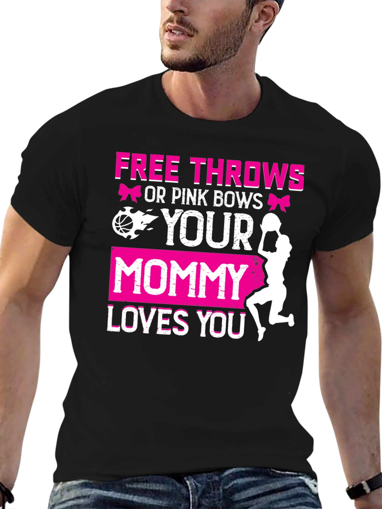 Black Free Throws or Pink Bows T-Shirt view 6