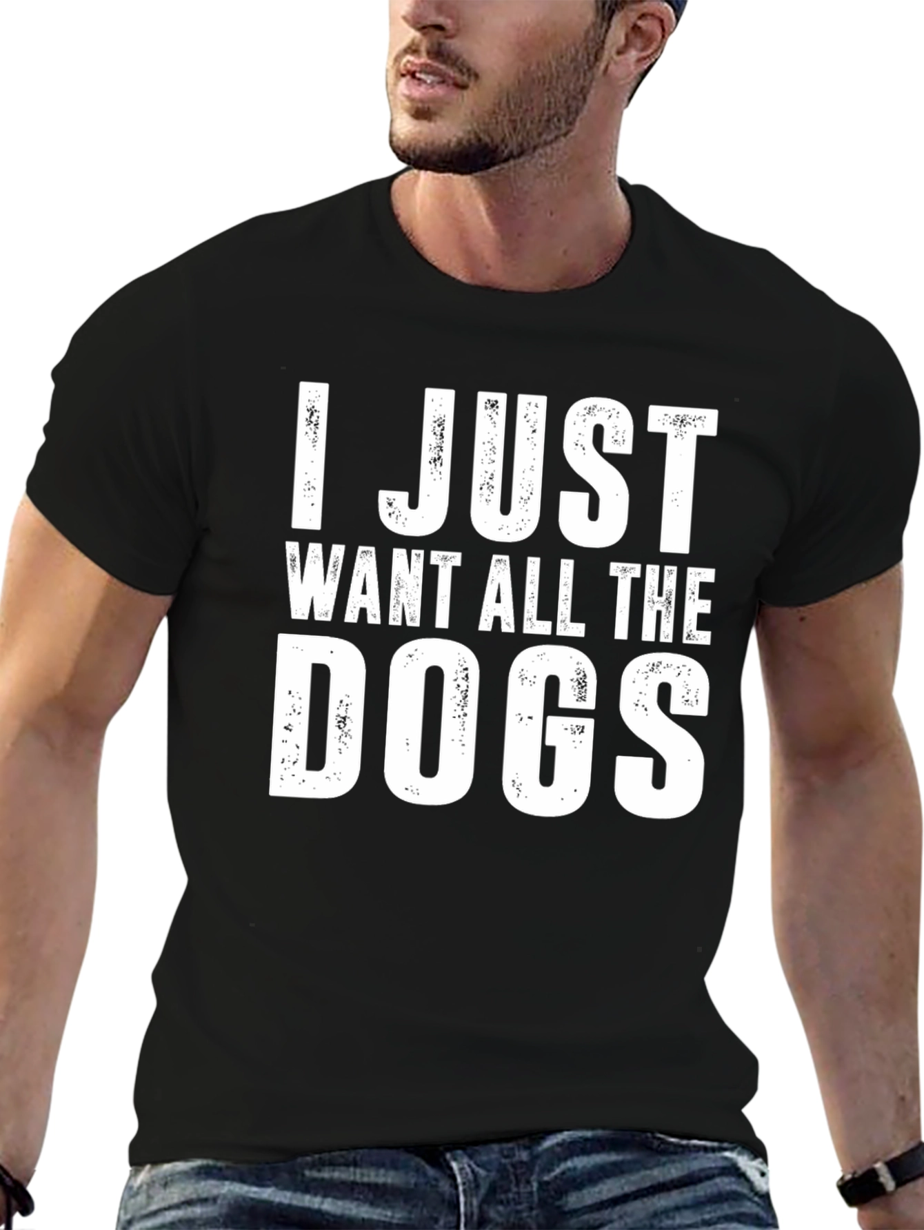 Black I Just Want All The Dogs T-Shirt - Unisex Cotton Tee view 6