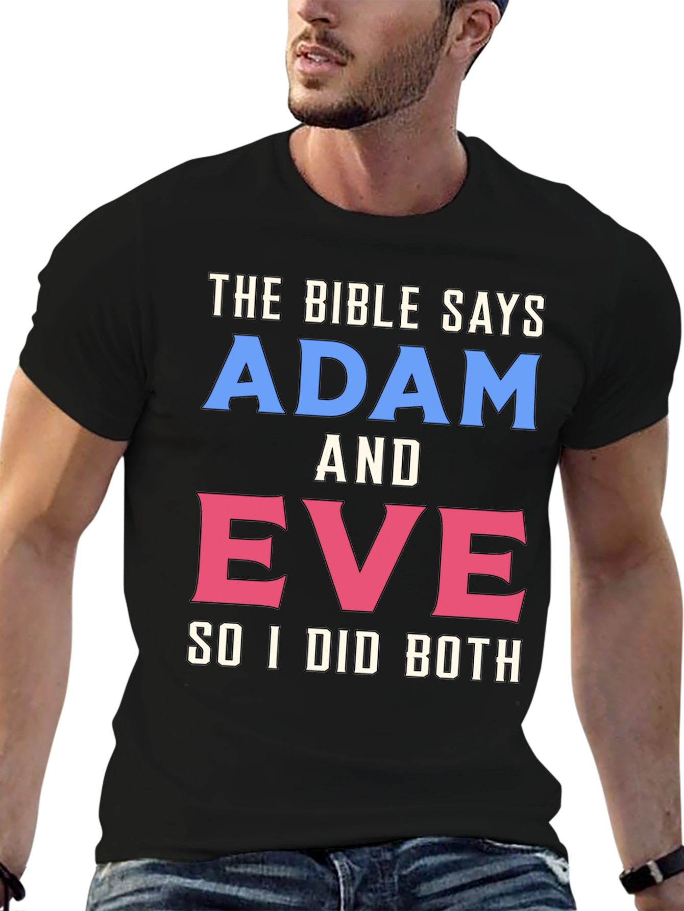 Black The Bible Says Adam & Eve T-Shirt view 6