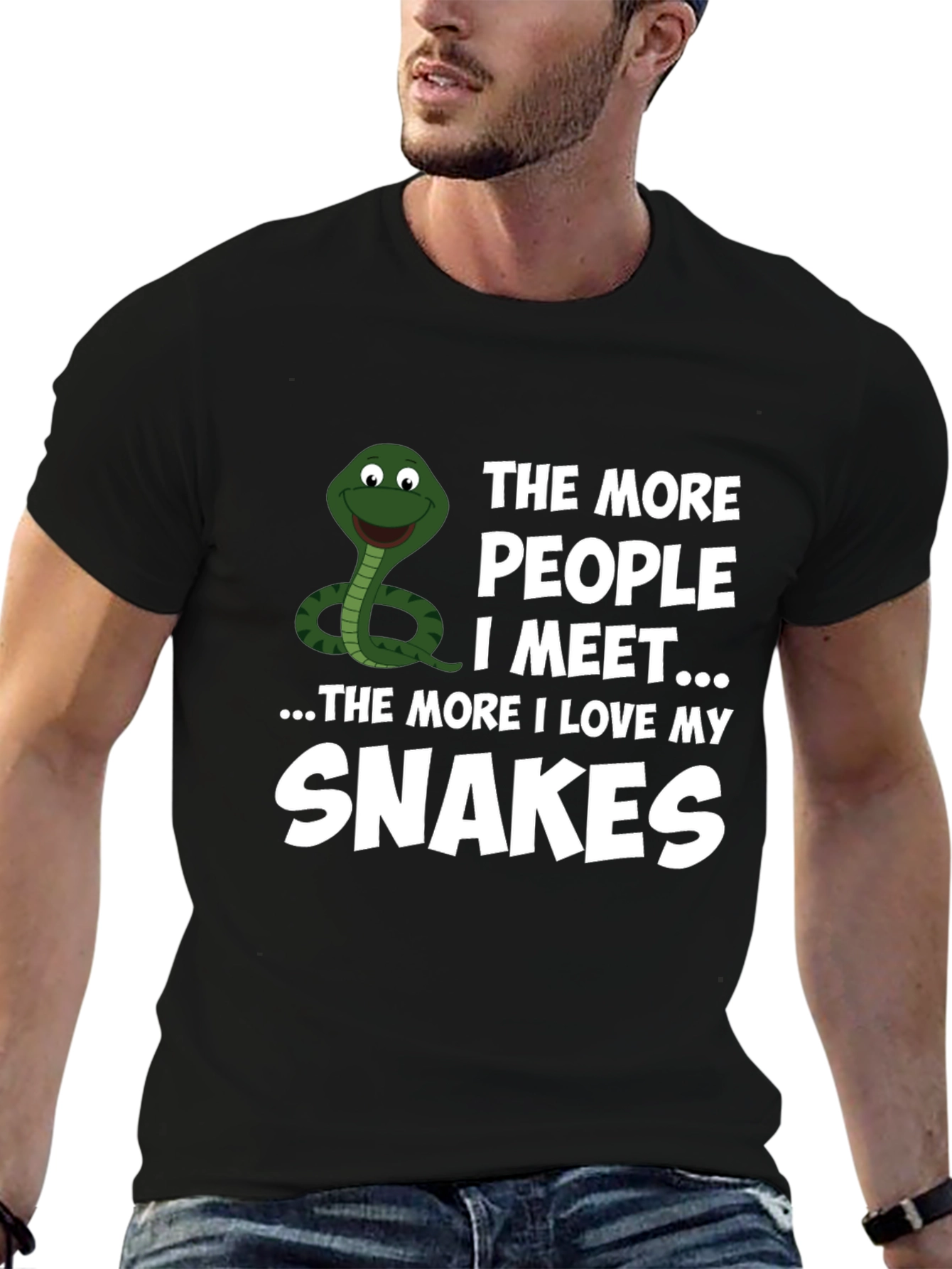 Black Funny Snake Lover T-Shirt: The More People I Meet... view 6
