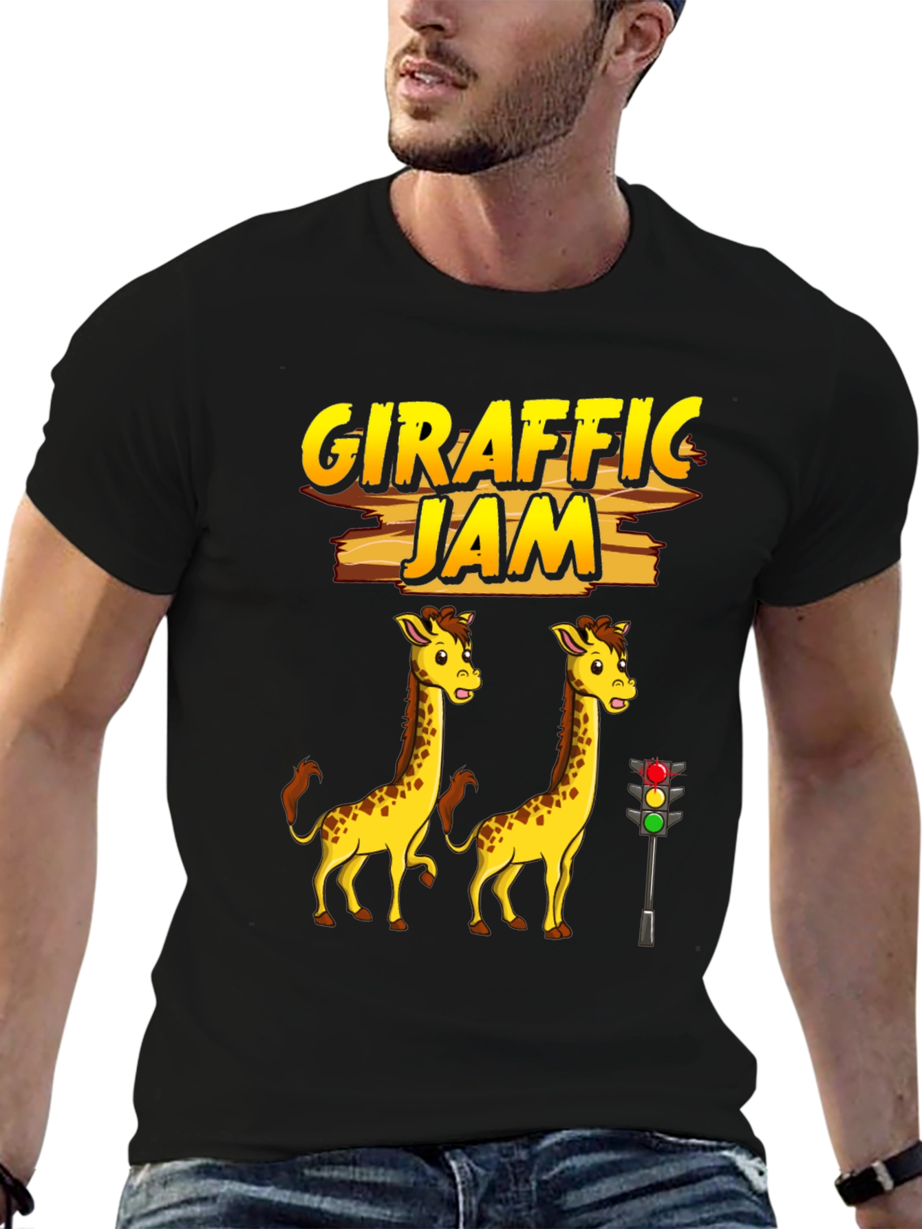 Black Girafffic Jam Tee - Funny Traffic Humor Shirt view 6