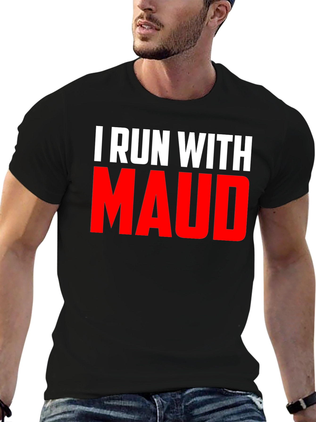Black I Run With Maud Graphic Tee - Black Cotton T-Shirt view 6