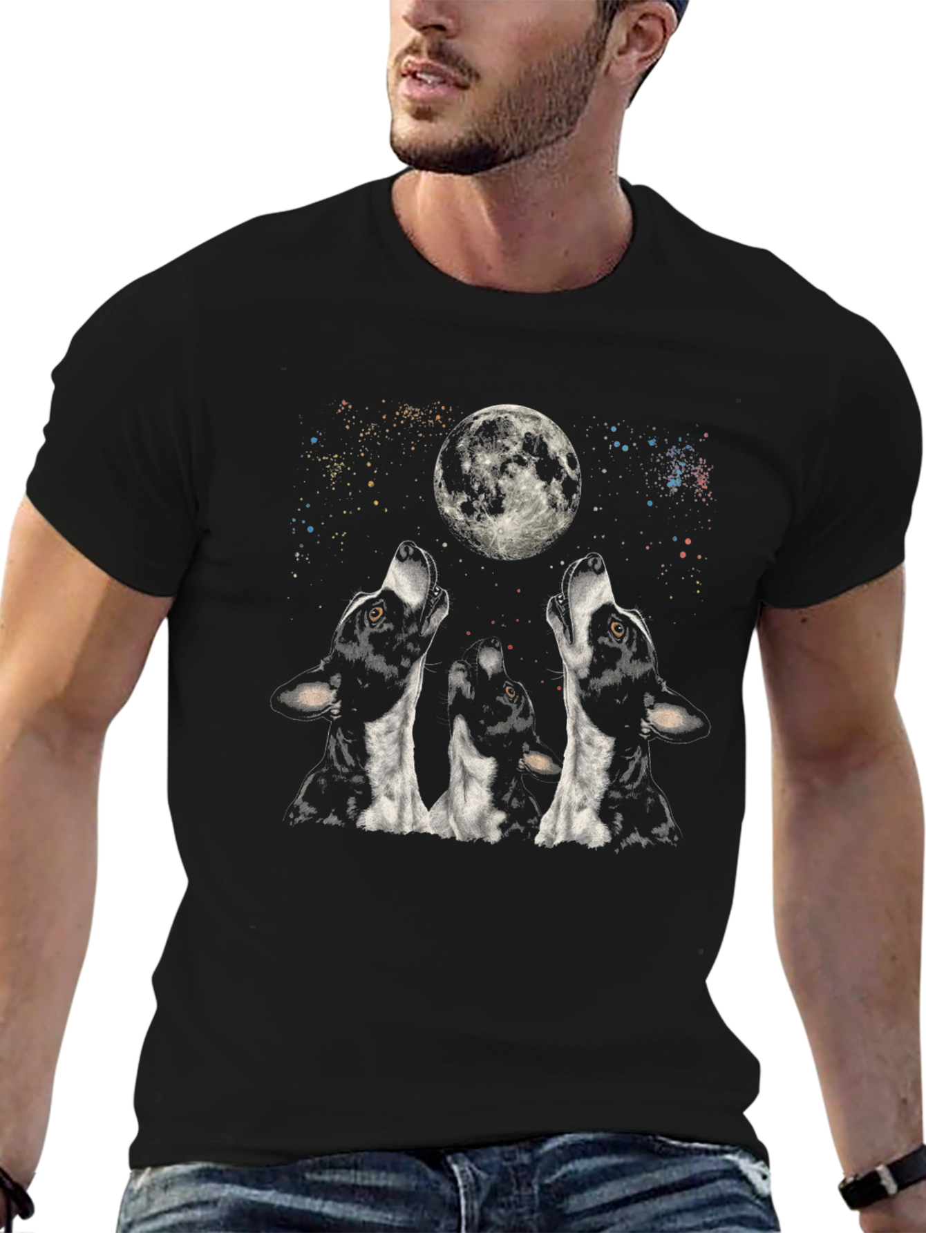 Black Wolf Moon Graphic T-Shirt - Black view 6