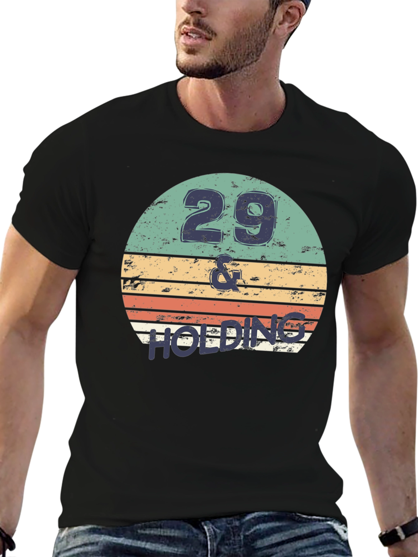 Black 29 & Holding Birthday T-Shirt Retro Design view 6