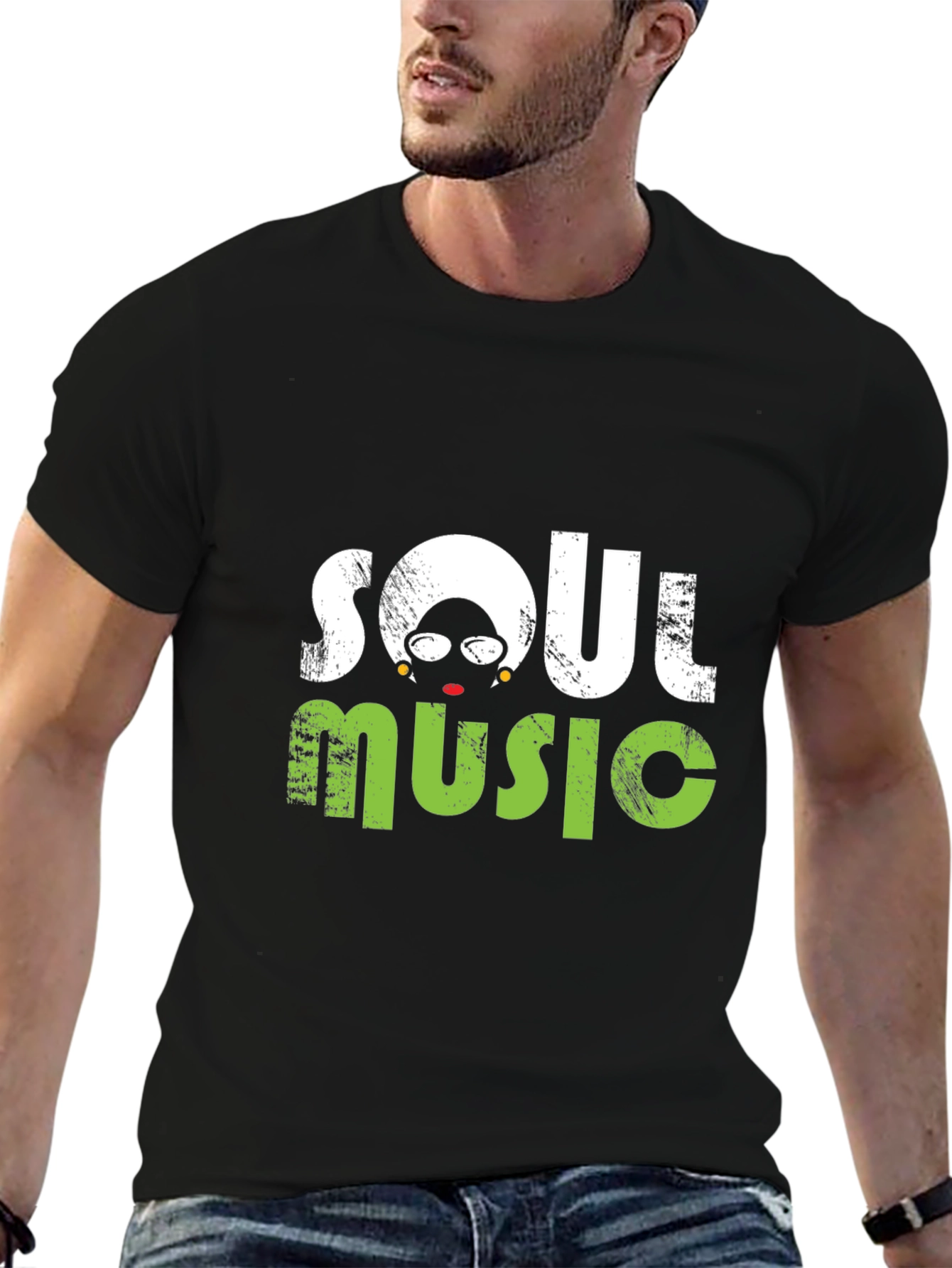 Black Soul Music Graphic Black T-Shirt view 6
